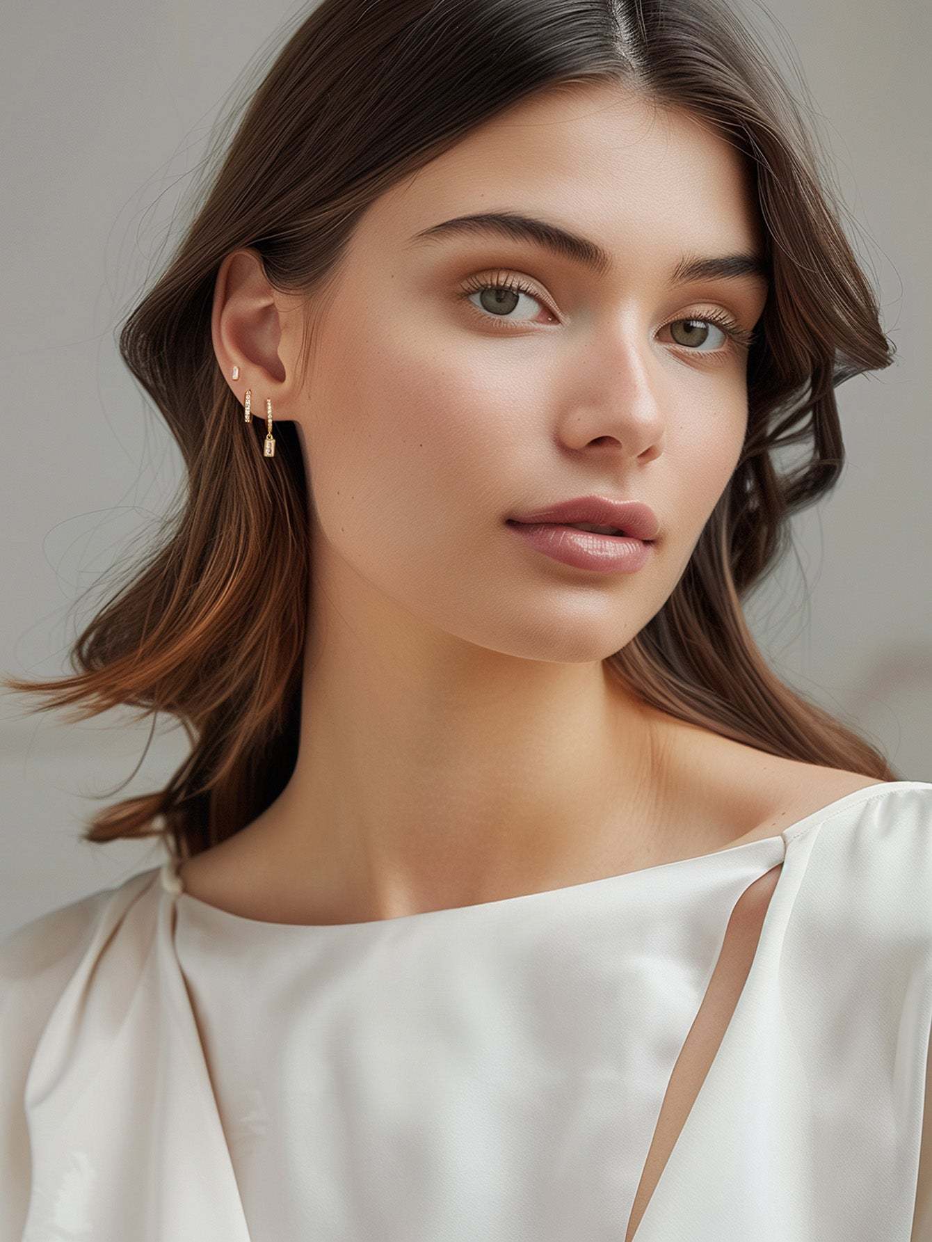 Olara Pave Sugar Cube Earring Set-Olarajewelry