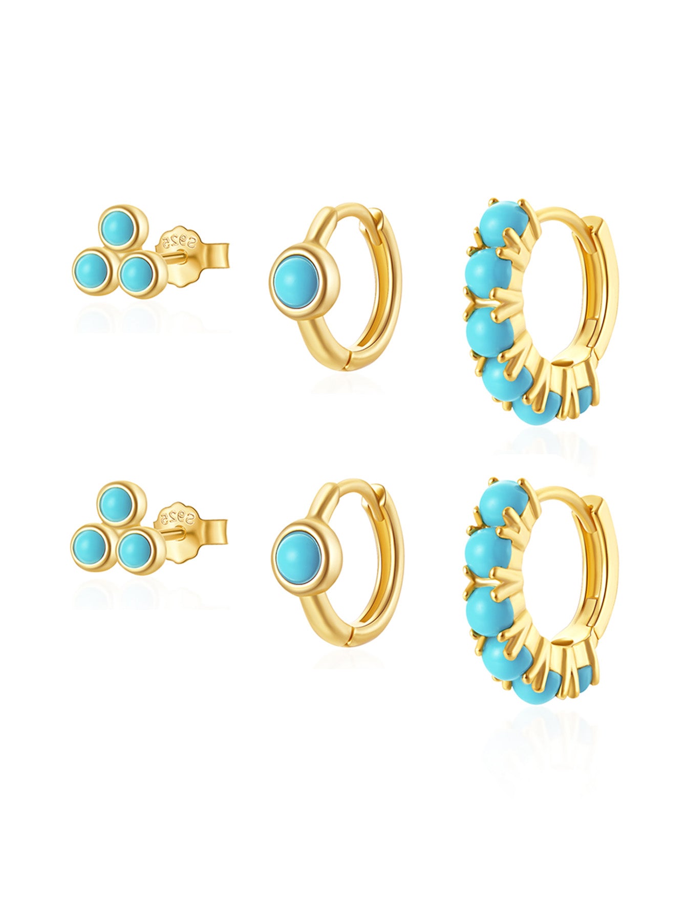 Olara S925 Sterling Silver Fashion Turquoise 5 Piece Set-Olarajewelry