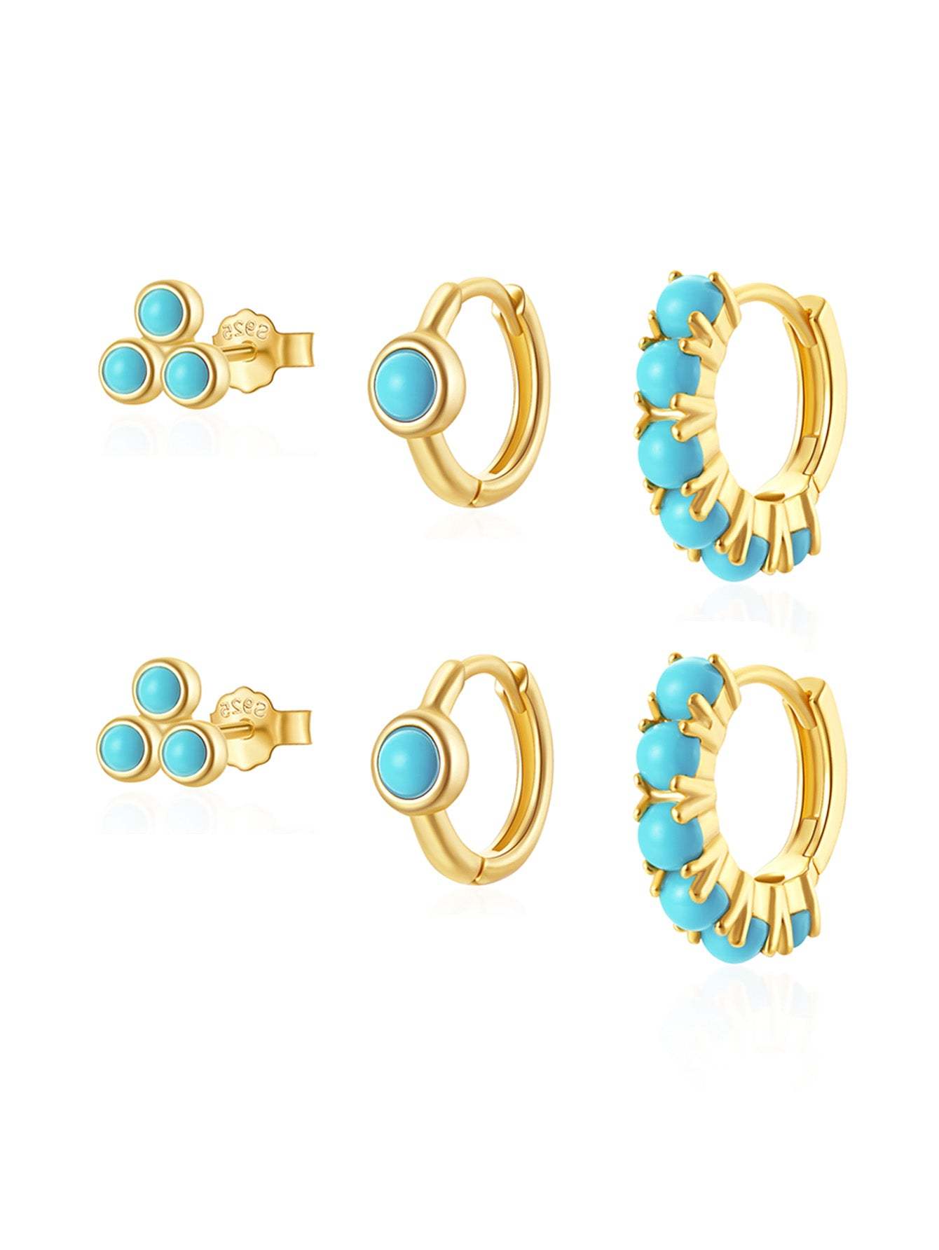 Olara S925 Sterling Silver Fashion Turquoise 5 Piece Set-Olarajewelry