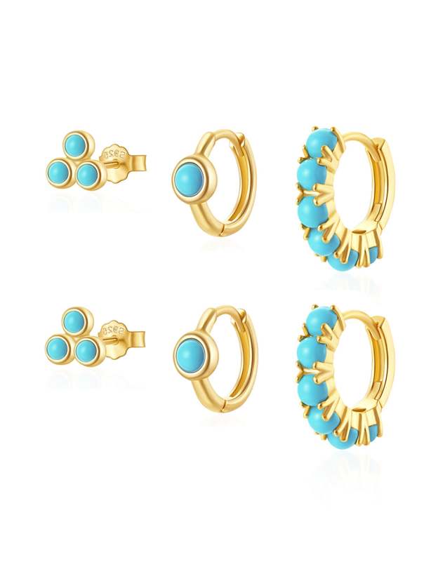 Olara S925 Sterling Silver Fashion Turquoise 5 Piece Set-Olarajewelry