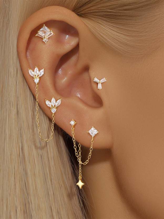 S925 Gold Plated Clover Combo Pendant Earring Series-Olarajewelry