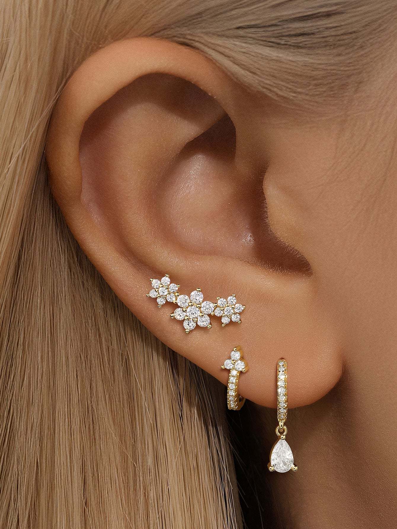 S925 Flower Zircon Pendant Earring Series-Olarajewelry