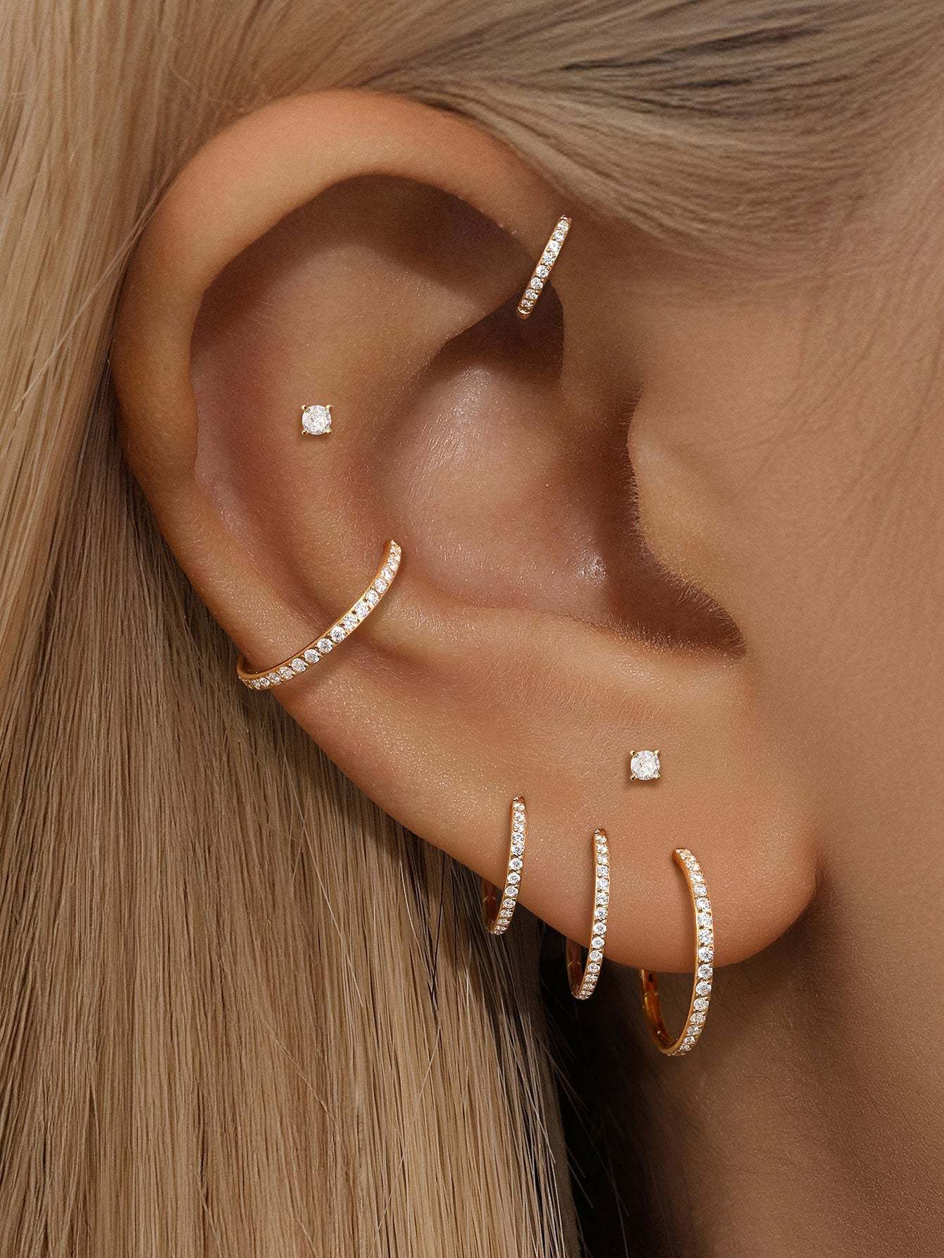 Titanium Waterproof Multiple Sizes 5A CZ Cartilage Hoop 16g 18g-Olarajewelry