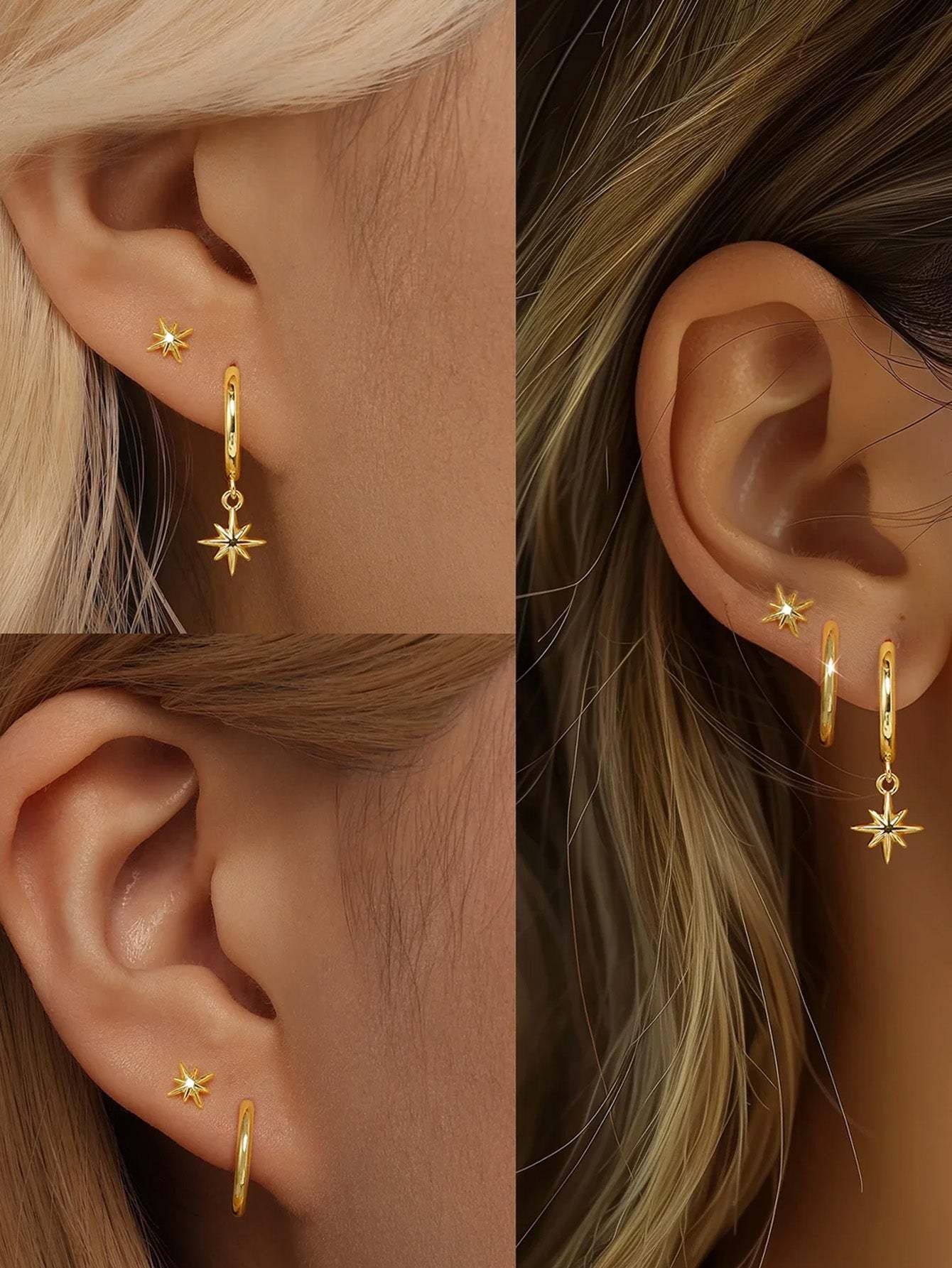 Olara 8 Pointed Star Pendant Earring Set-Olarajewelry