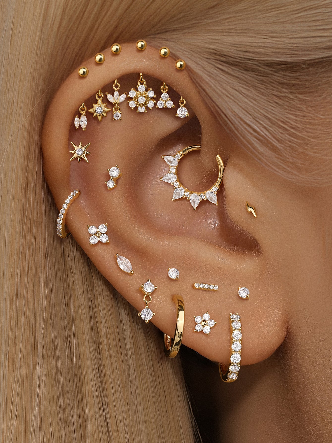 S925 Crown Vertical Helix Ear Piercing Stud-Olarajewelry