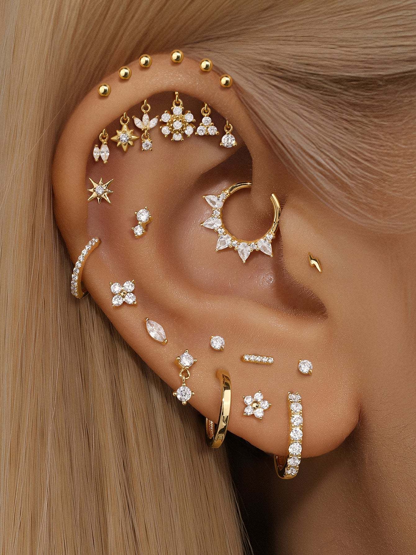 S925 Crown Vertical Helix Ear Piercing Stud-Olarajewelry