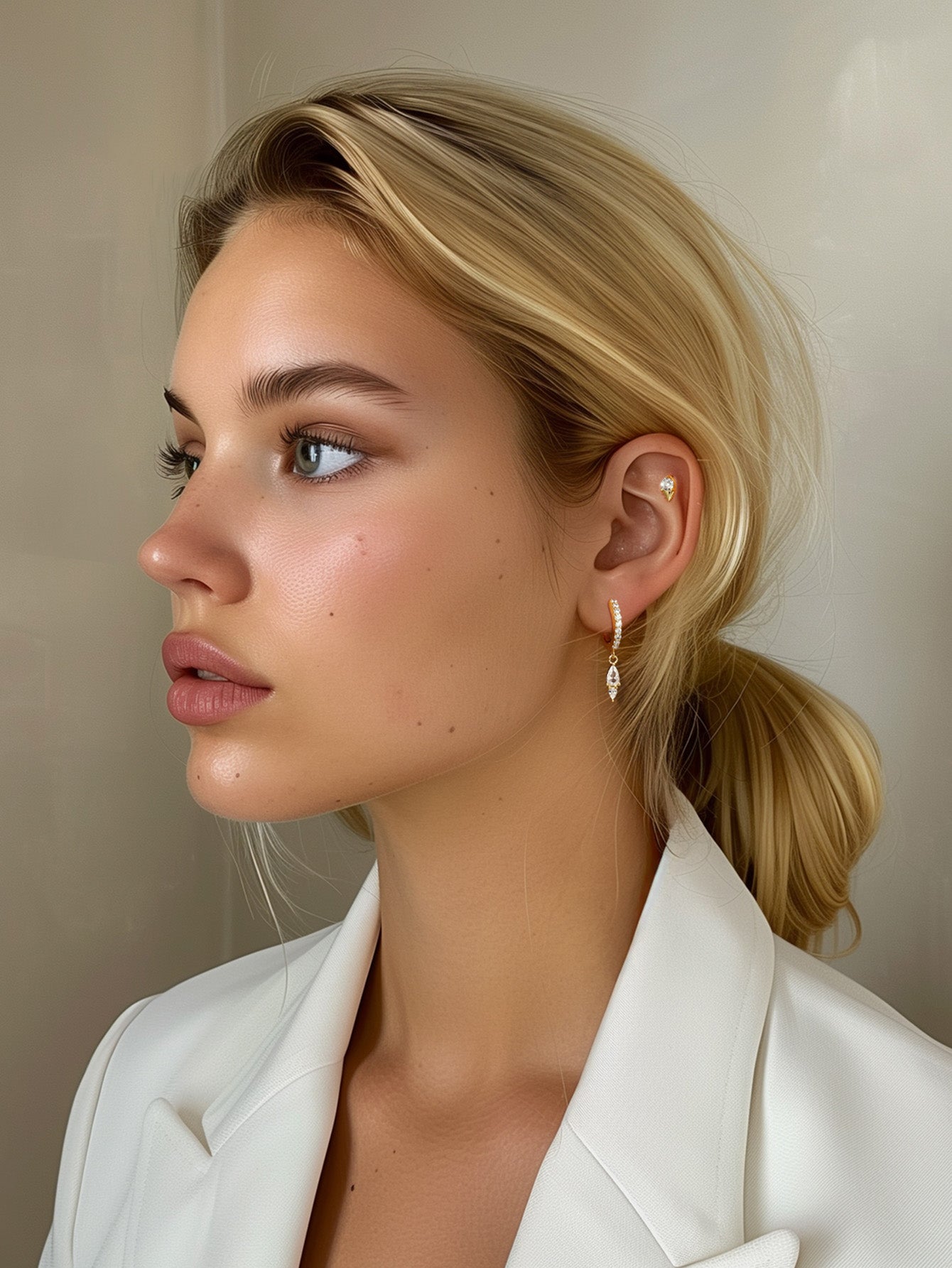 Olara Pave Cone Hoop Earrings Set-Olarajewelry
