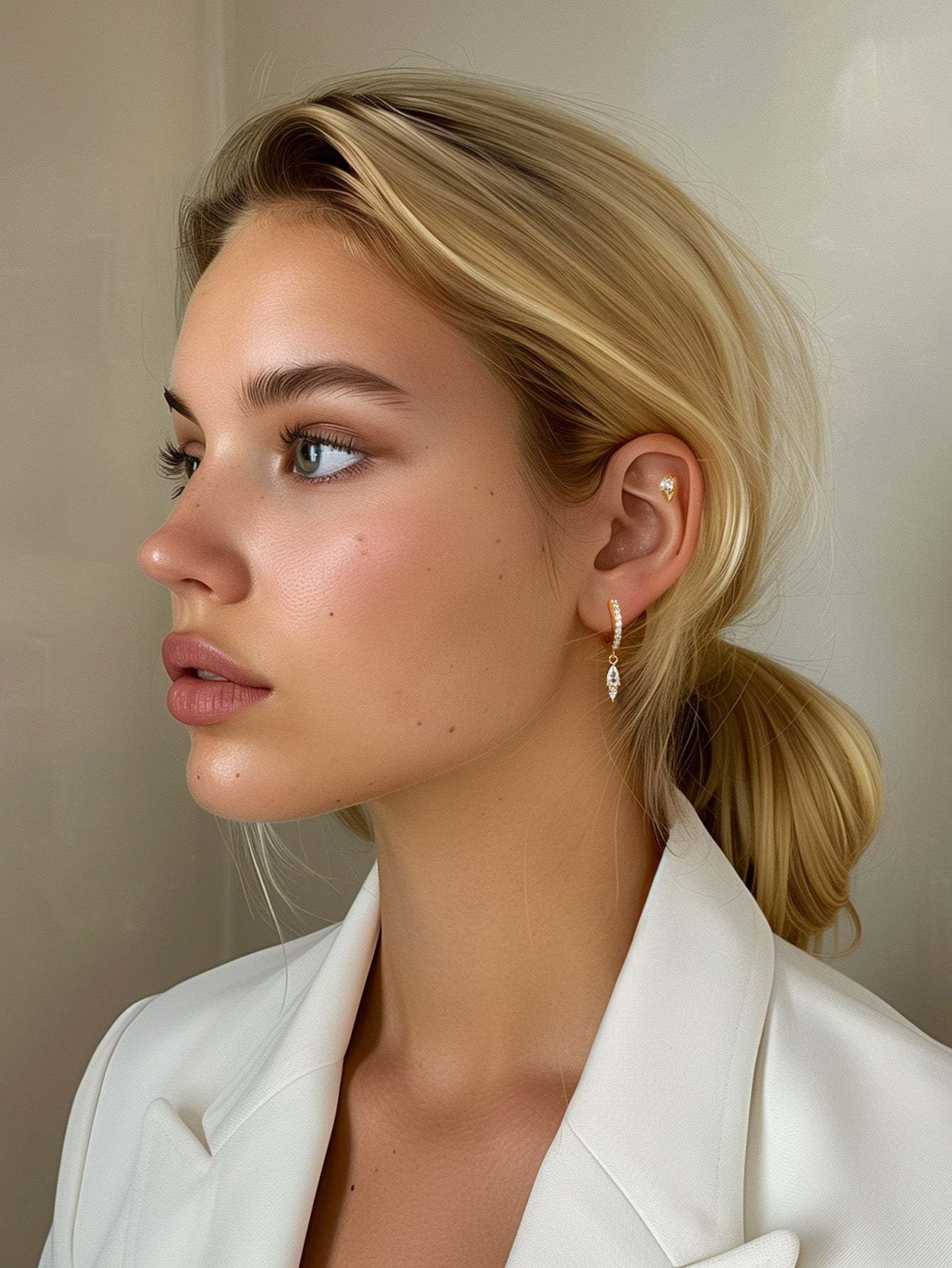 Olara Pave Cone Hoop Earrings Set-Olarajewelry