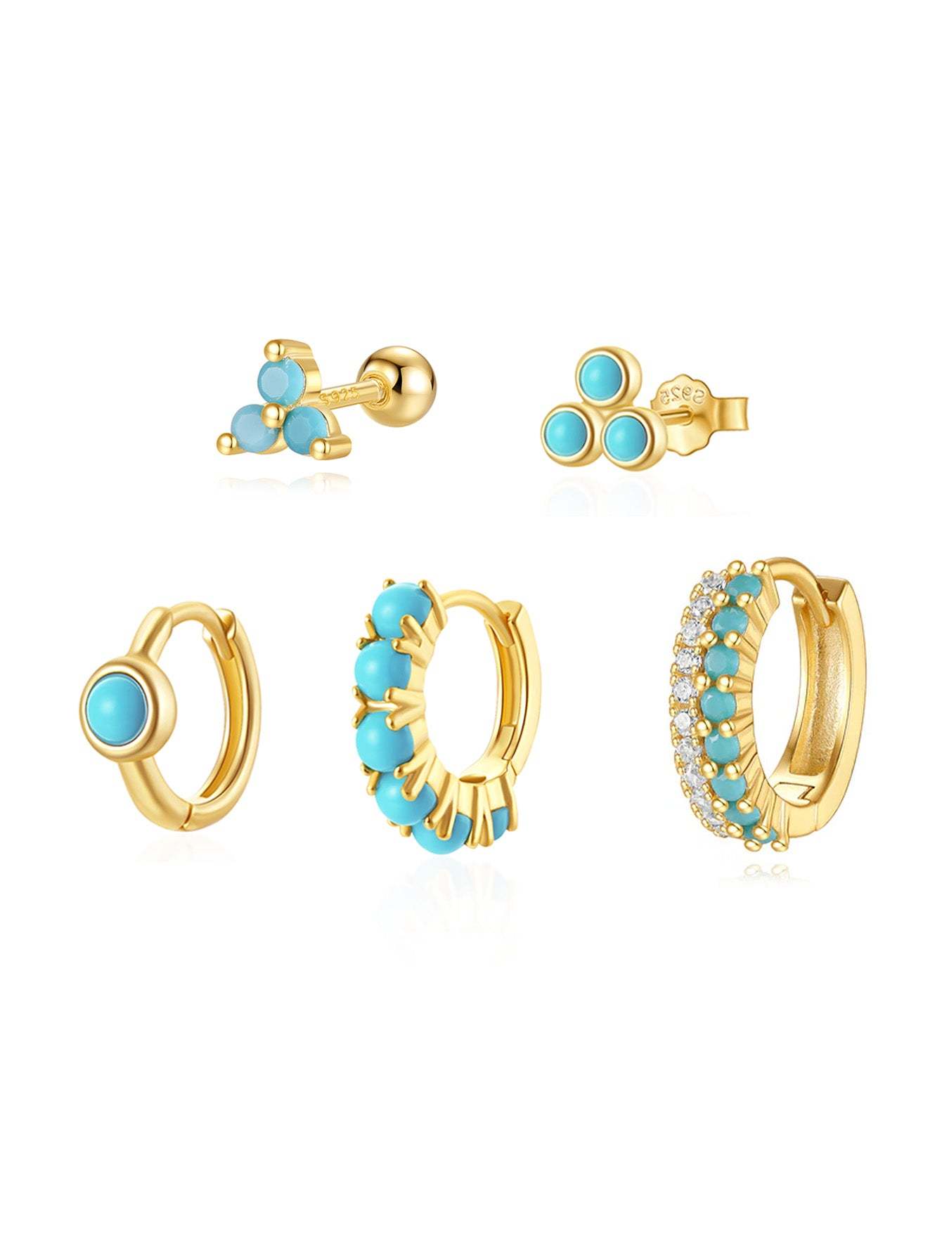 Olara S925 Sterling Silver Fashion Turquoise 5 Piece Set-Olarajewelry