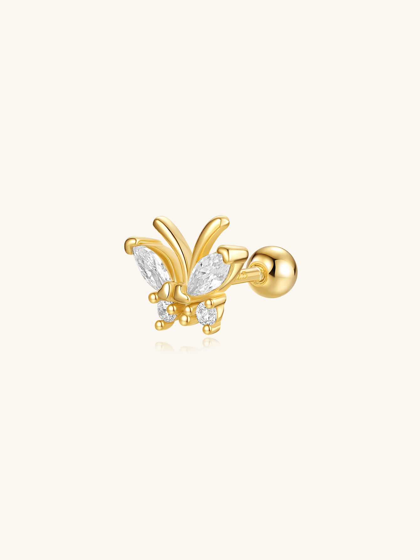 S925 Sparkly Butterfly  Zircon Micro Ear Piercing Stud-Olarajewelry
