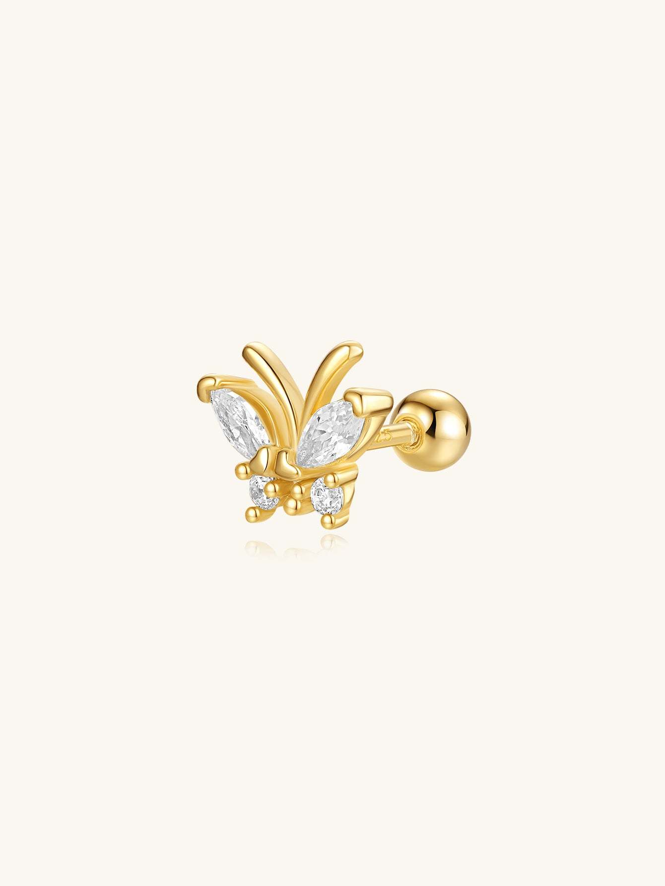 S925 Sparkly Butterfly Zircon Micro Ear Piercing Stud-Olarajewelry