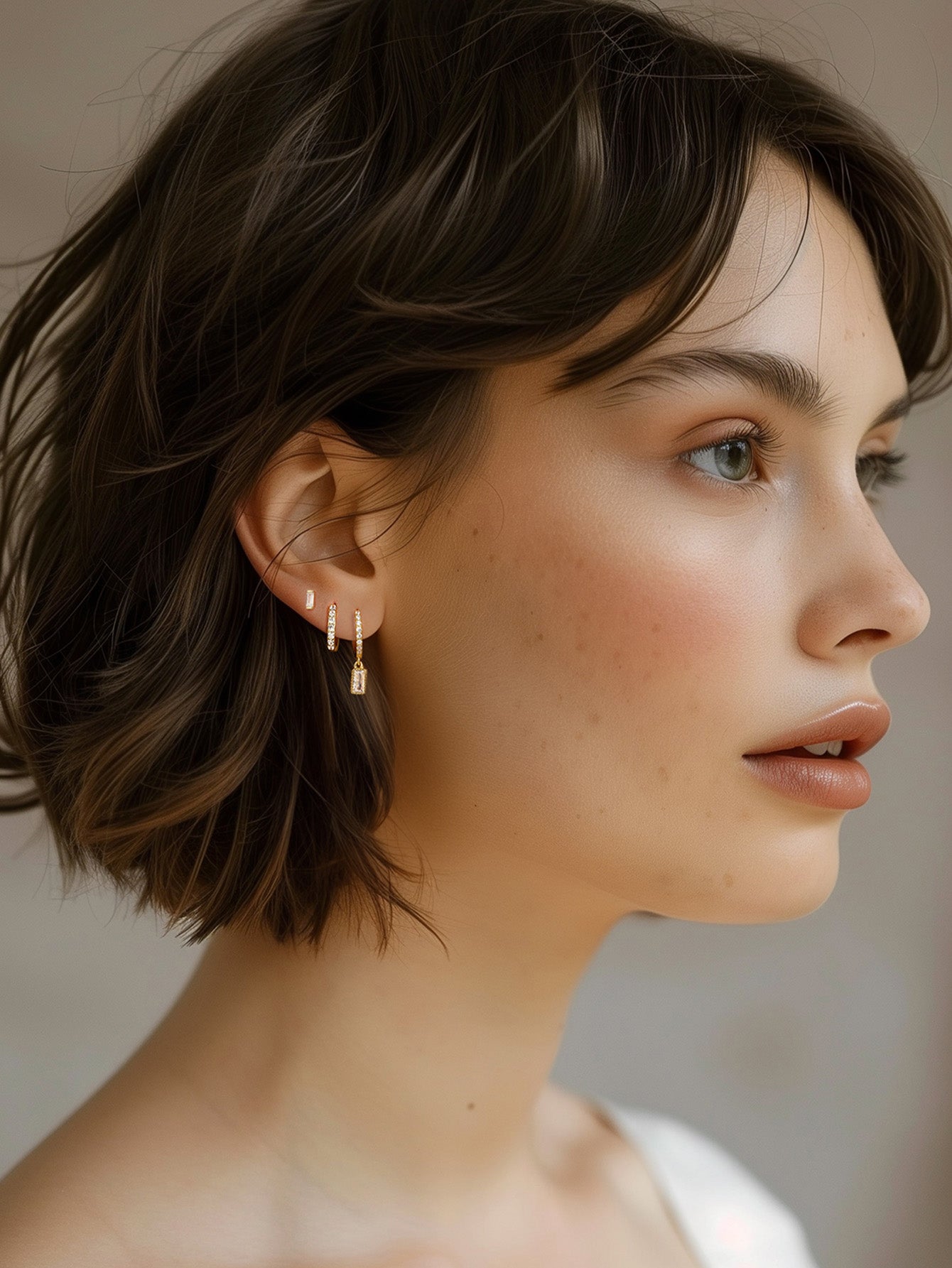Olara Pave Sugar Cube Earring Set-Olarajewelry
