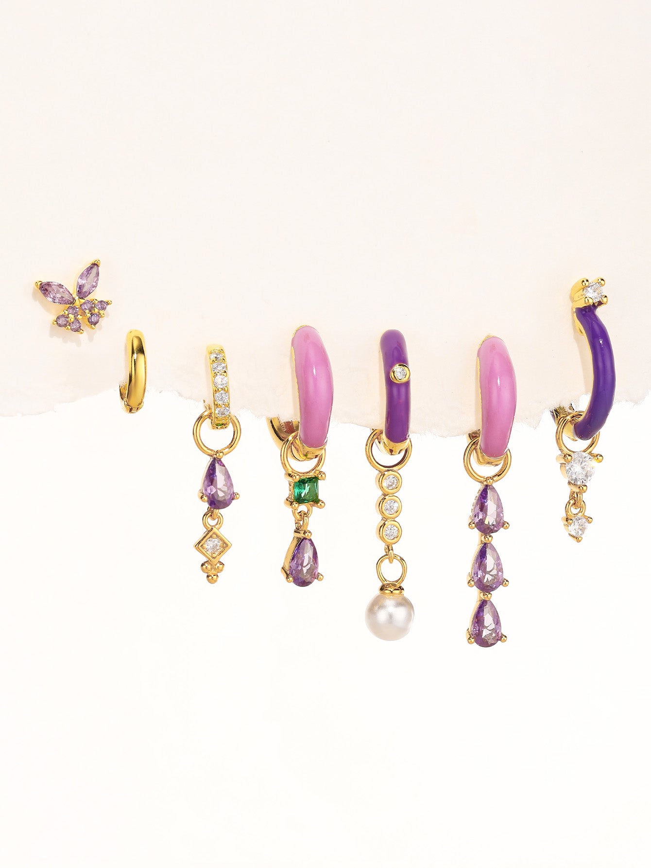 Luxe Purple Oil Drop S925 Earring Set-Olarajewelry
