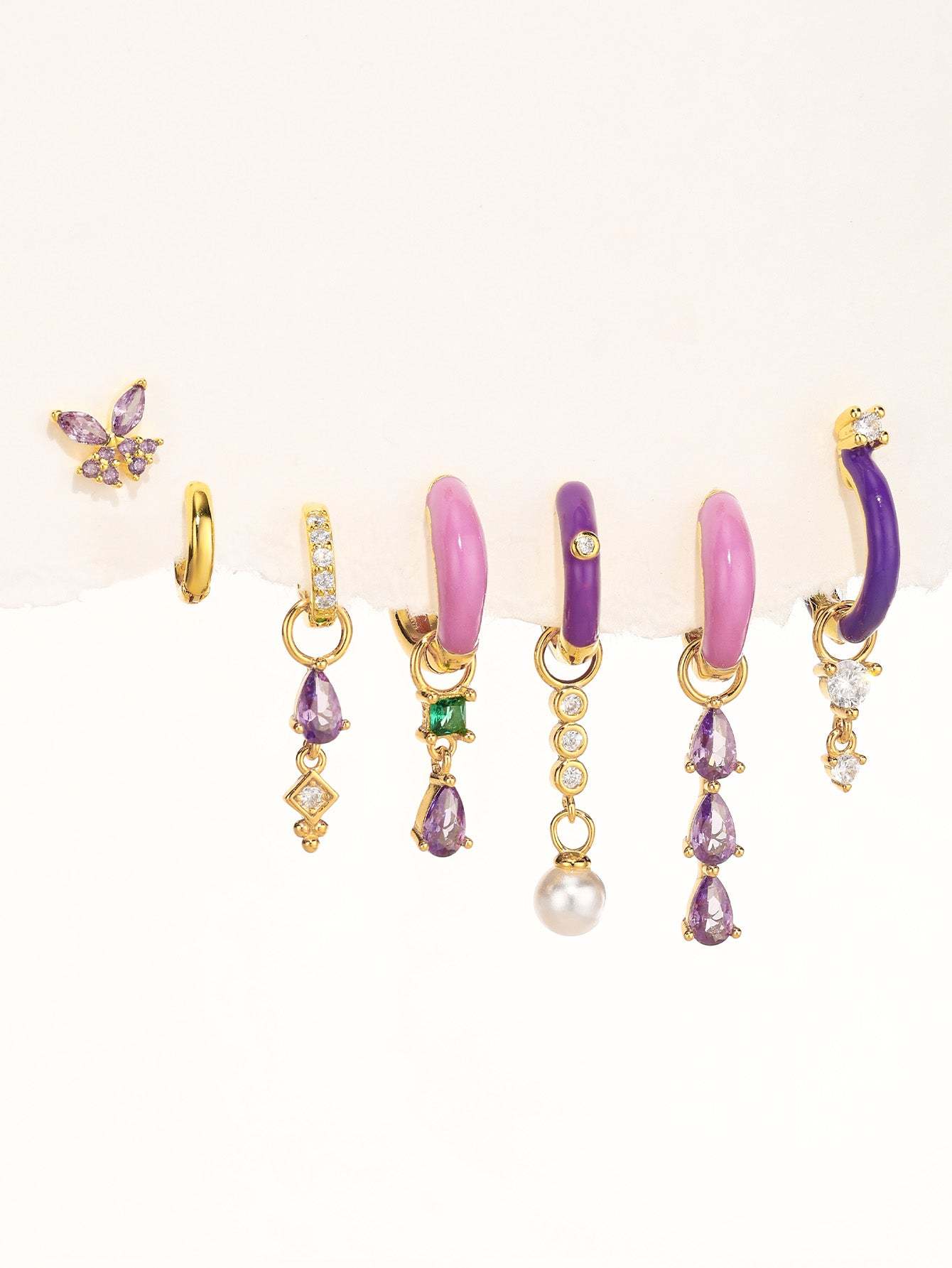 Luxe Purple Oil Drop S925 Earring Set-Olarajewelry