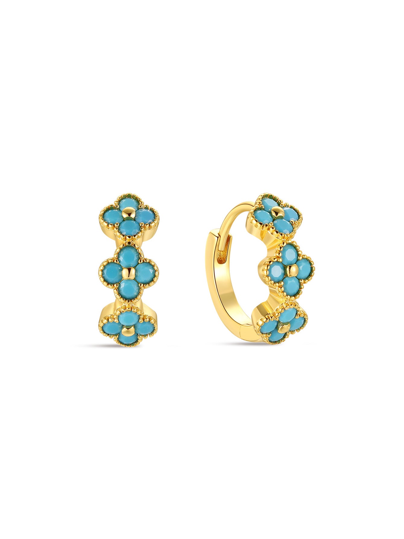 Petal Turquoise Huggie Earring-Olarajewelry