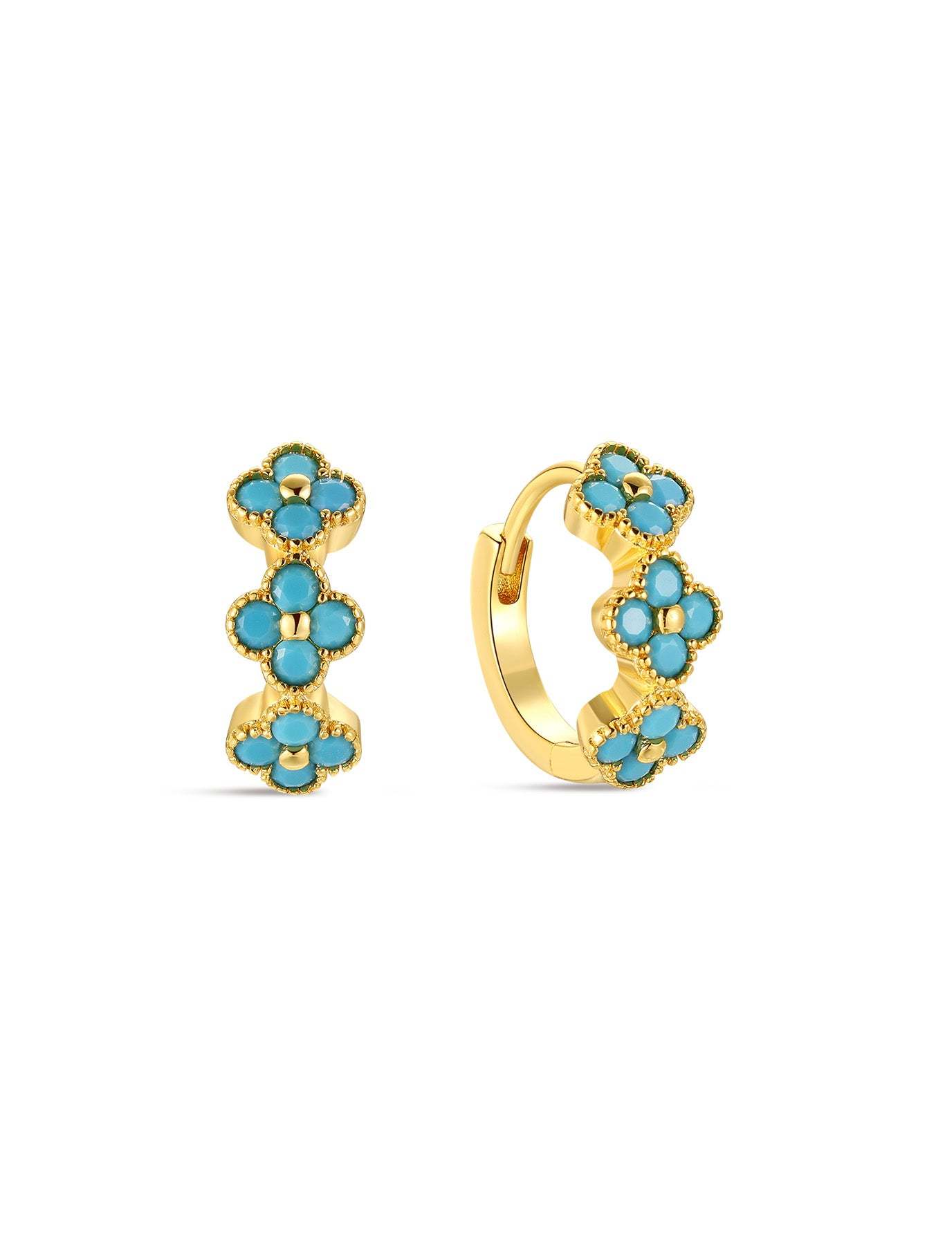Petal Turquoise Huggie Earring-Olarajewelry