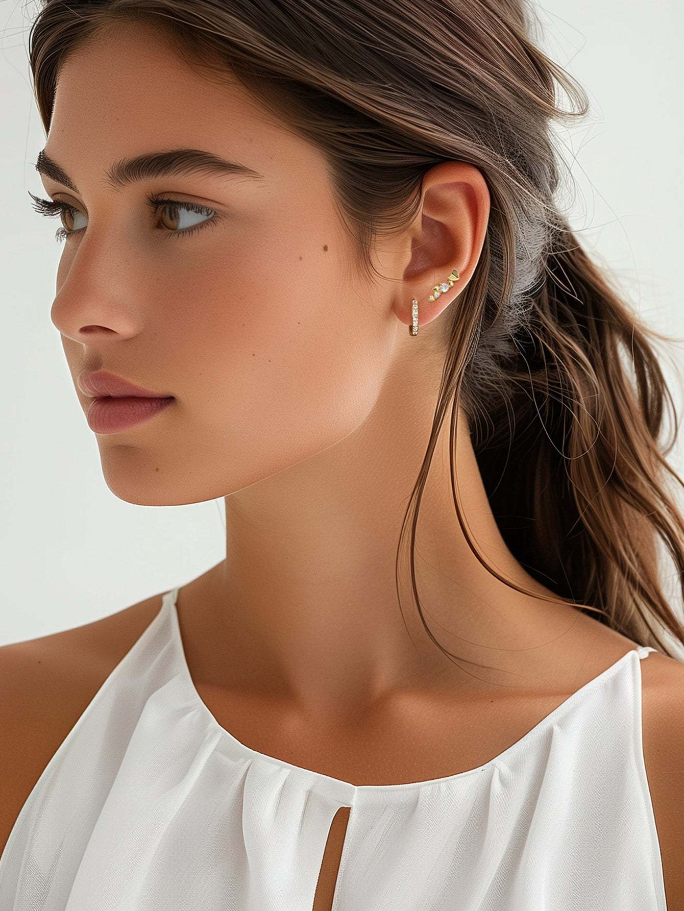 Olara Heart Pave Earrings Set-Olarajewelry