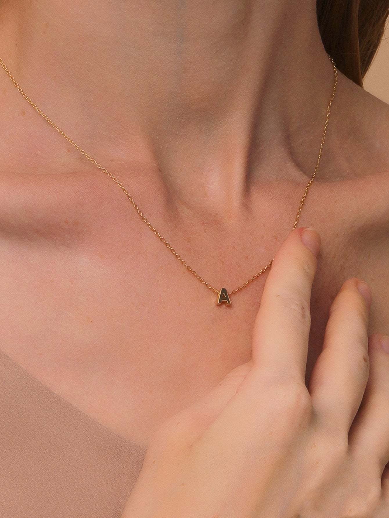 S925 Sterling Silver Fashion Letter A Pendant Necklace-Olarajewelry