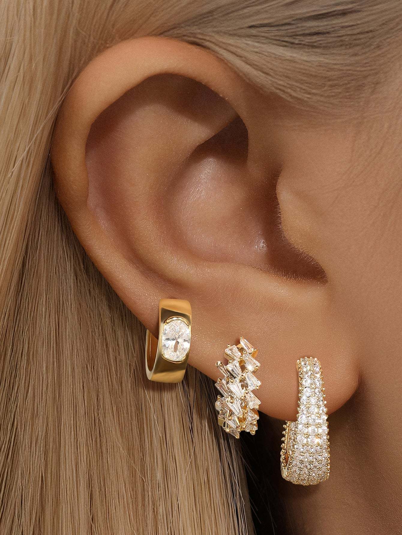 Classic Tunnel Large Zirconia Hoop Earrings-Olarajewelry