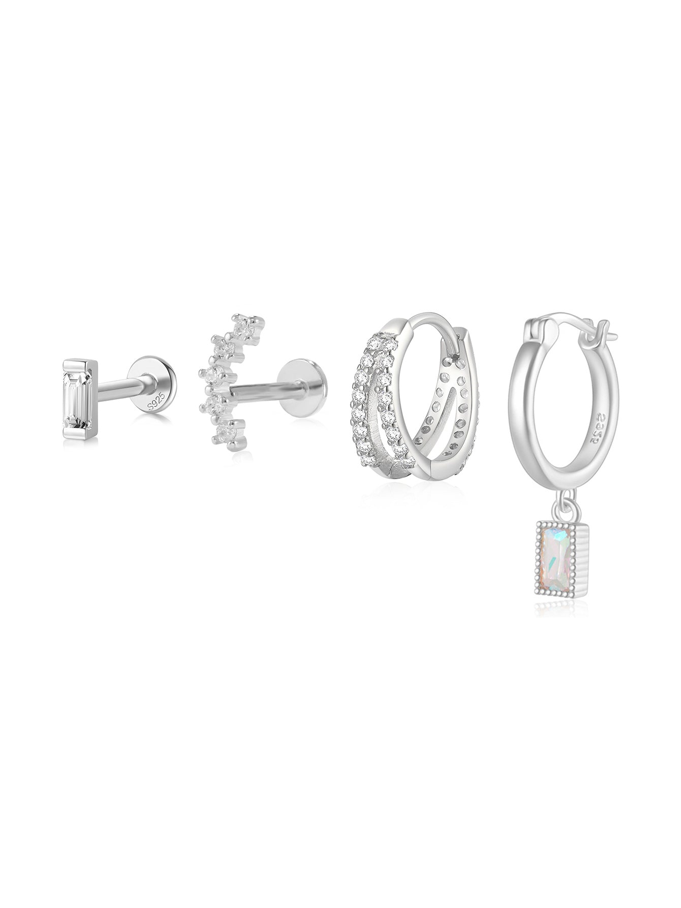 S925 Silver Square Zircon Drop Earring Series-Olarajewelry