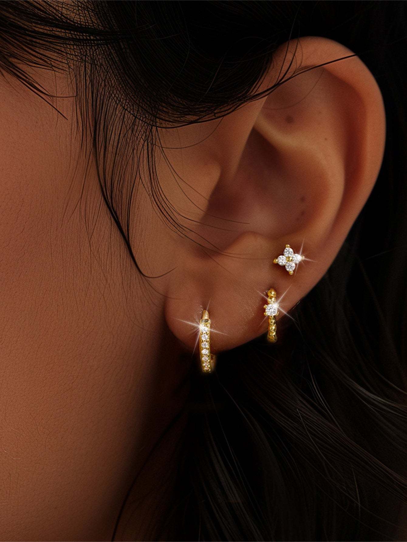 S925 Flower Pave Zircon Wedding Earring Set-Olarajewelry