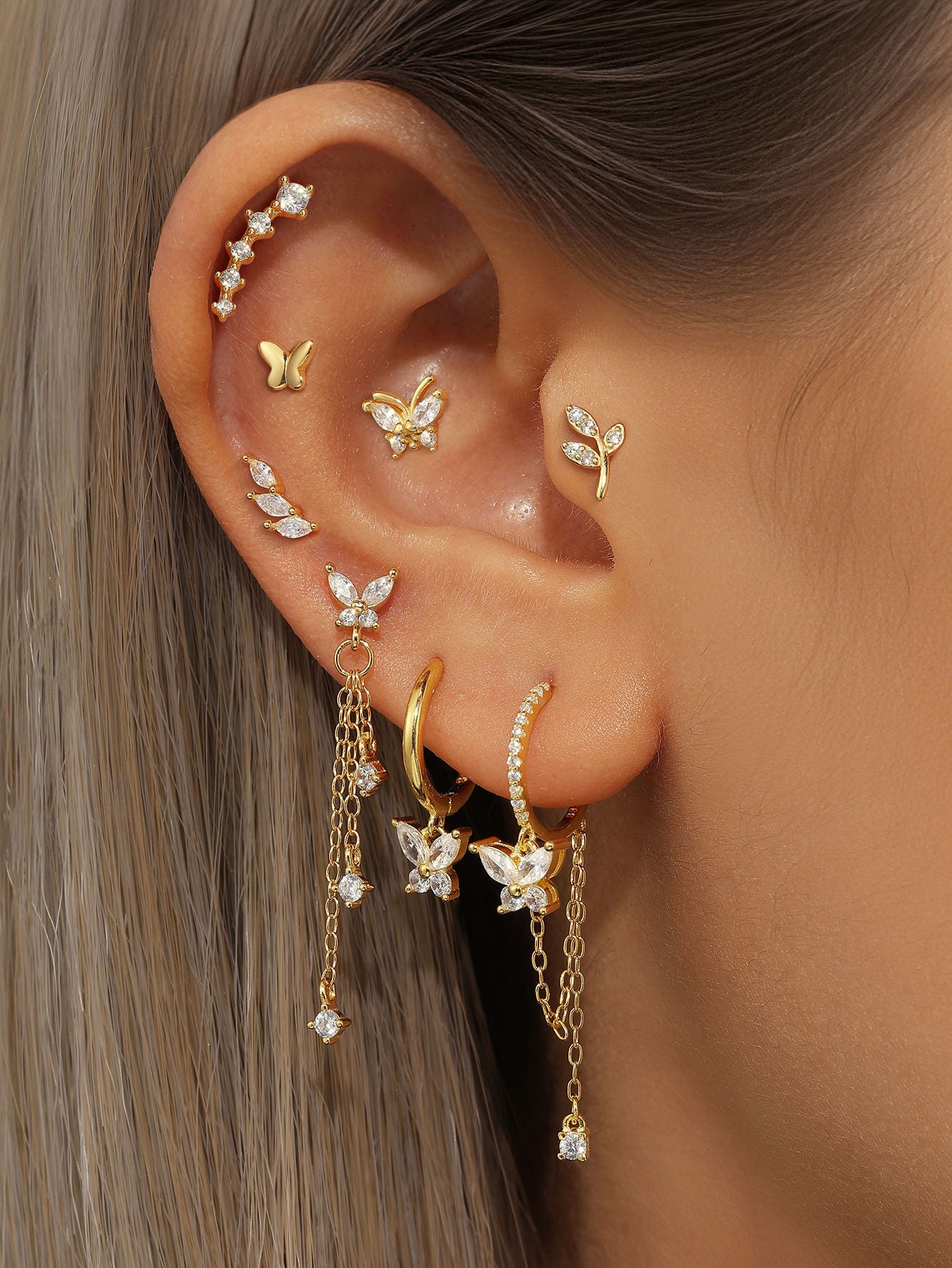 S925 Tassel Butterfly Pendant Zircon Earrings Series-Olarajewelry