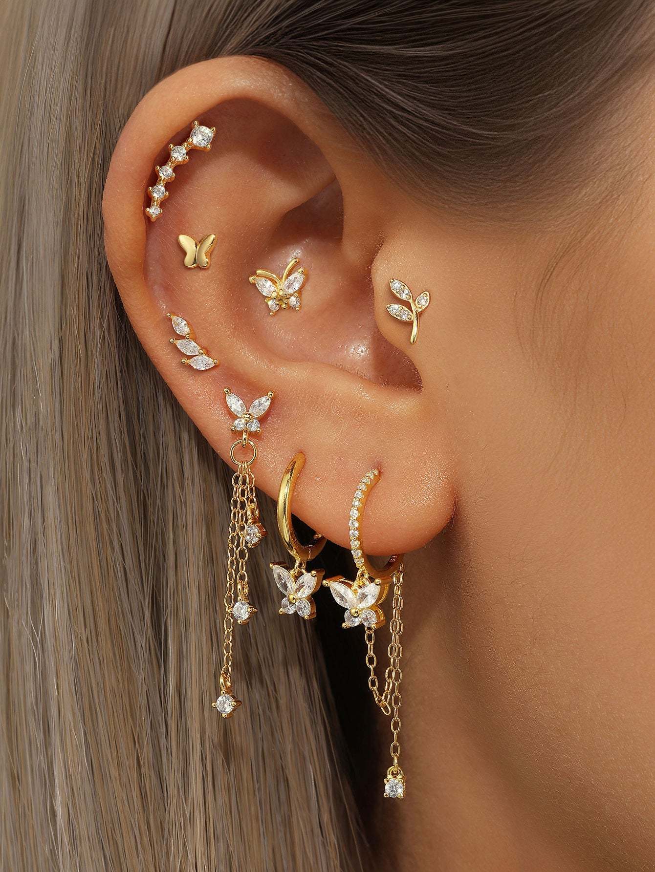 S925 Tassel Butterfly Pendant Zircon Earrings Series-Olarajewelry