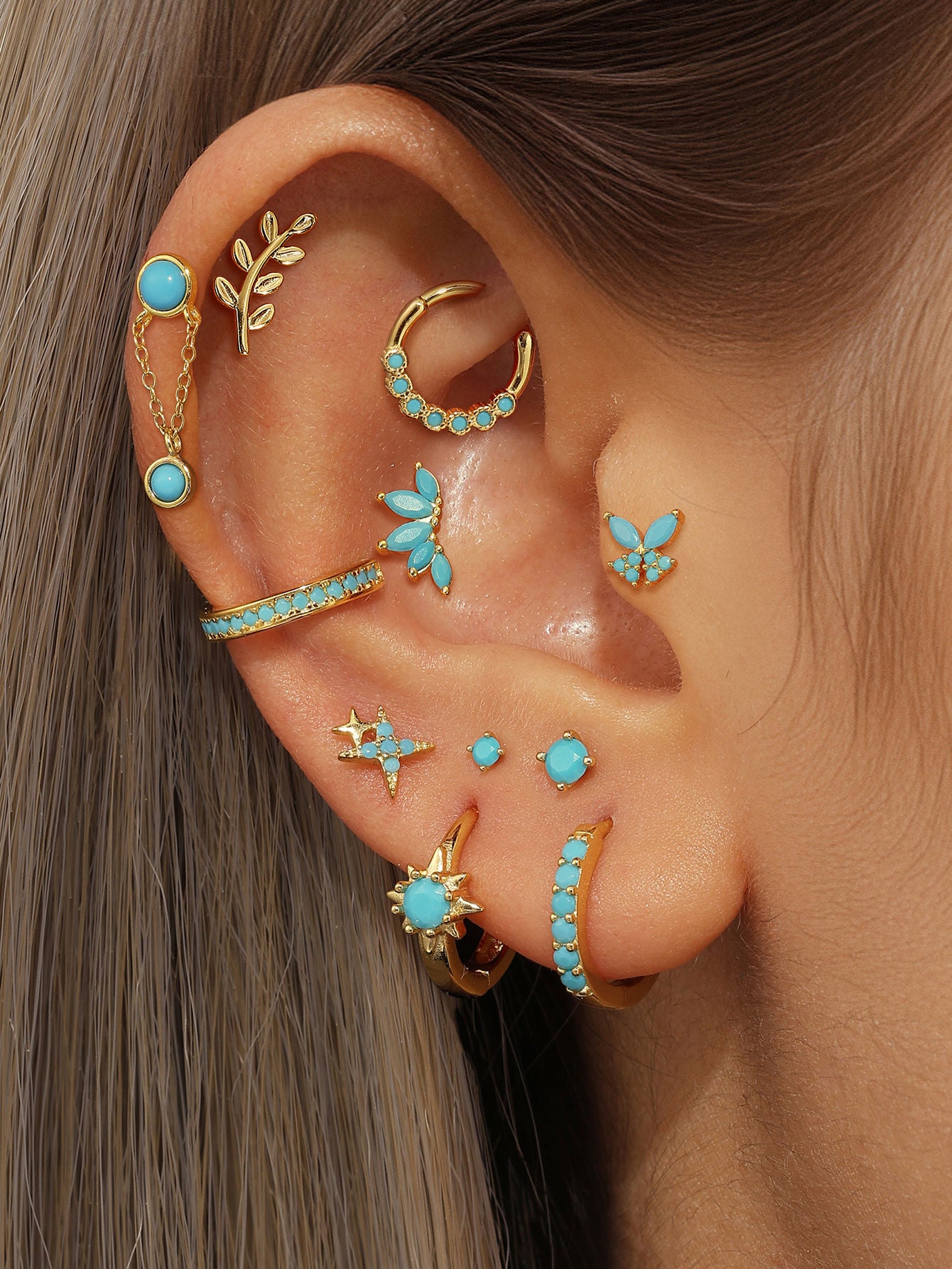 S925 Turquoise Multi-Purpose Clip and Stud Earrings Collection-Olarajewelry