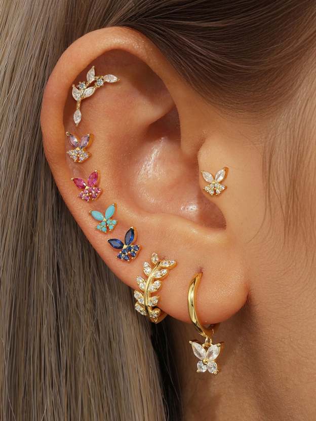 S925 Colorful Butterfly Leaf Earrings Series-Olarajewelry