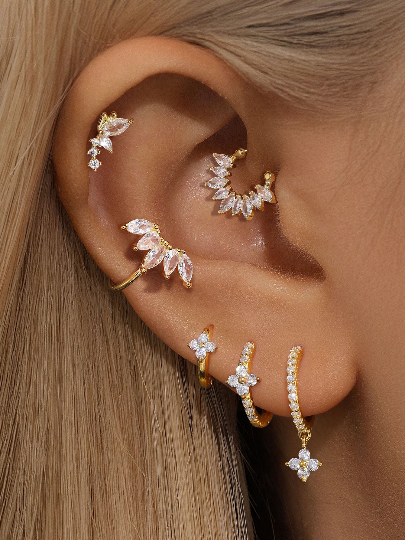 S925 Flower Pave Zircon Earring Series-Olarajewelry