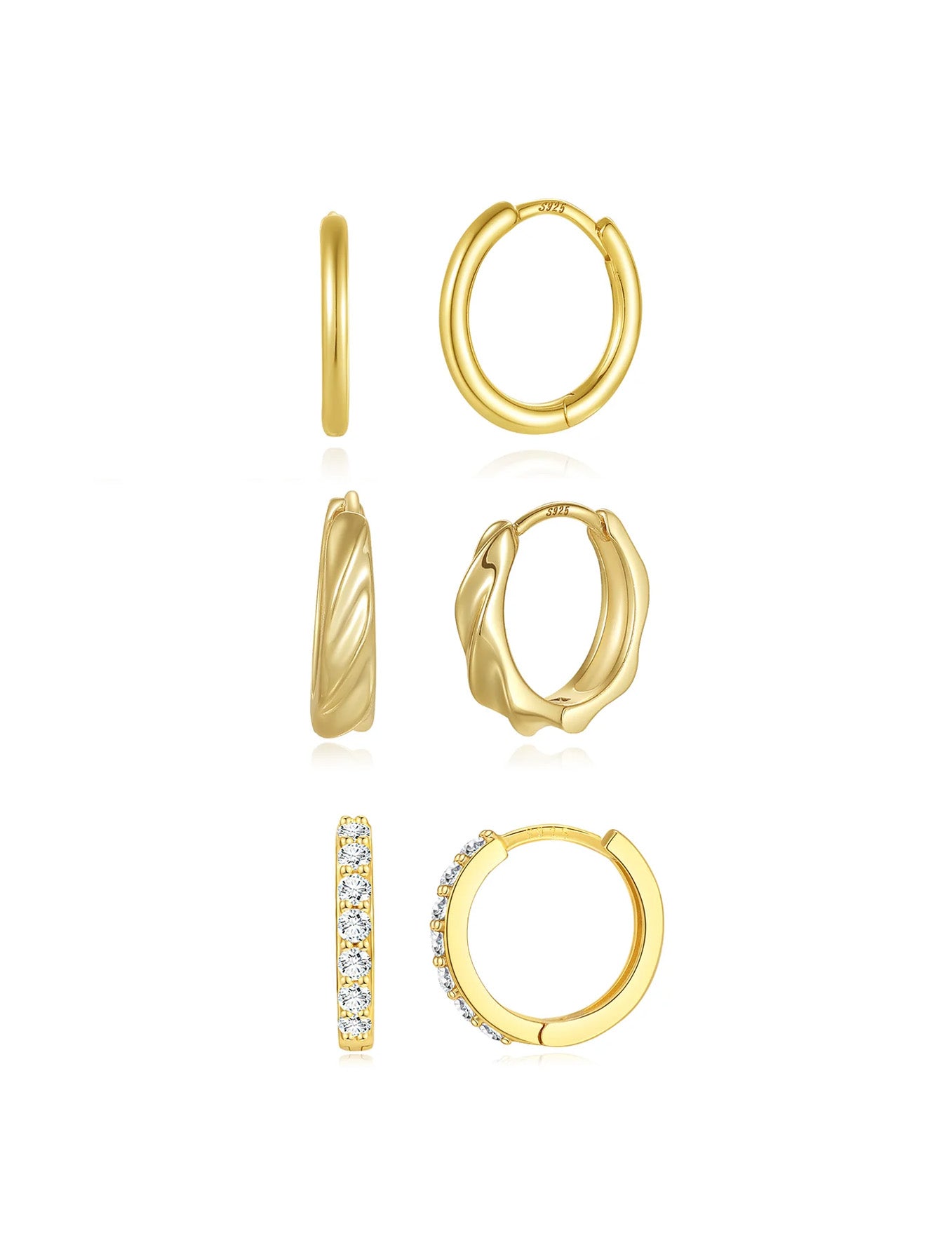 Olara Zircon Hoops Simple Earring Set-Olarajewelry