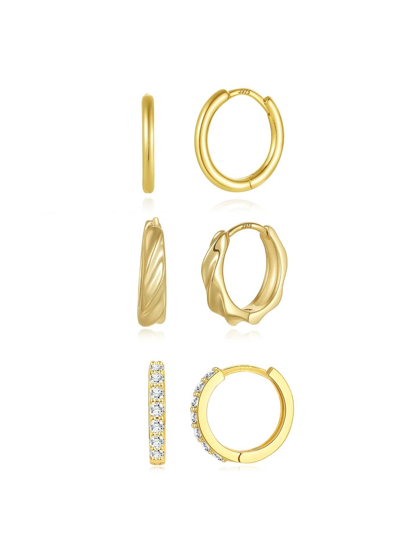 Olara Zircon Hoops Simple Earring Set-Olarajewelry