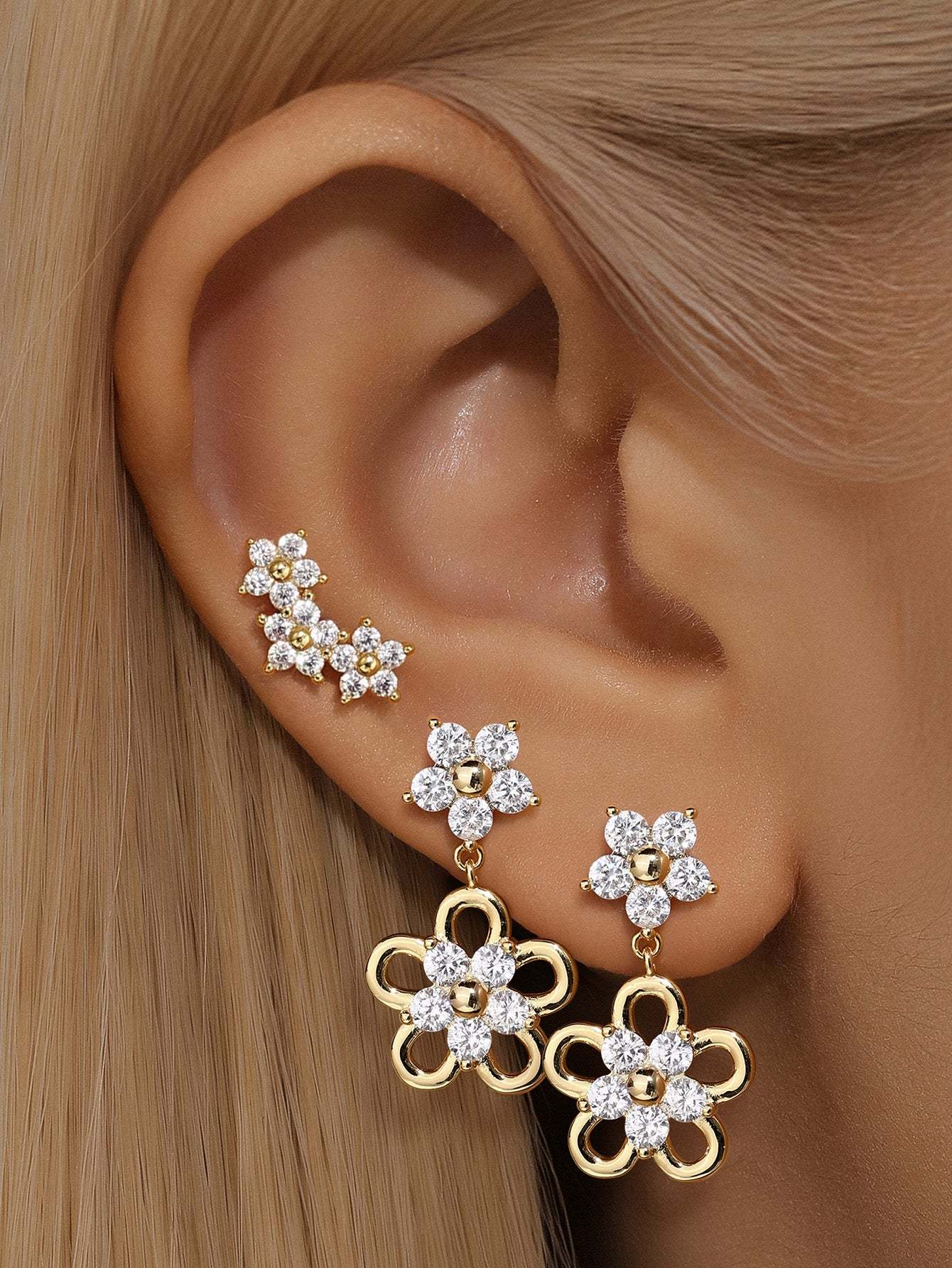 Floral Metal Pendant Earrings-Olarajewelry