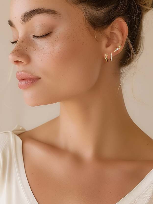 Olara Heart Pave Earrings Set-Olarajewelry