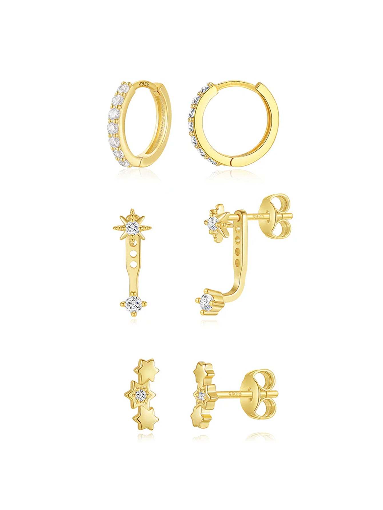 Olara Versatile Simple Star Earring Set-Olarajewelry