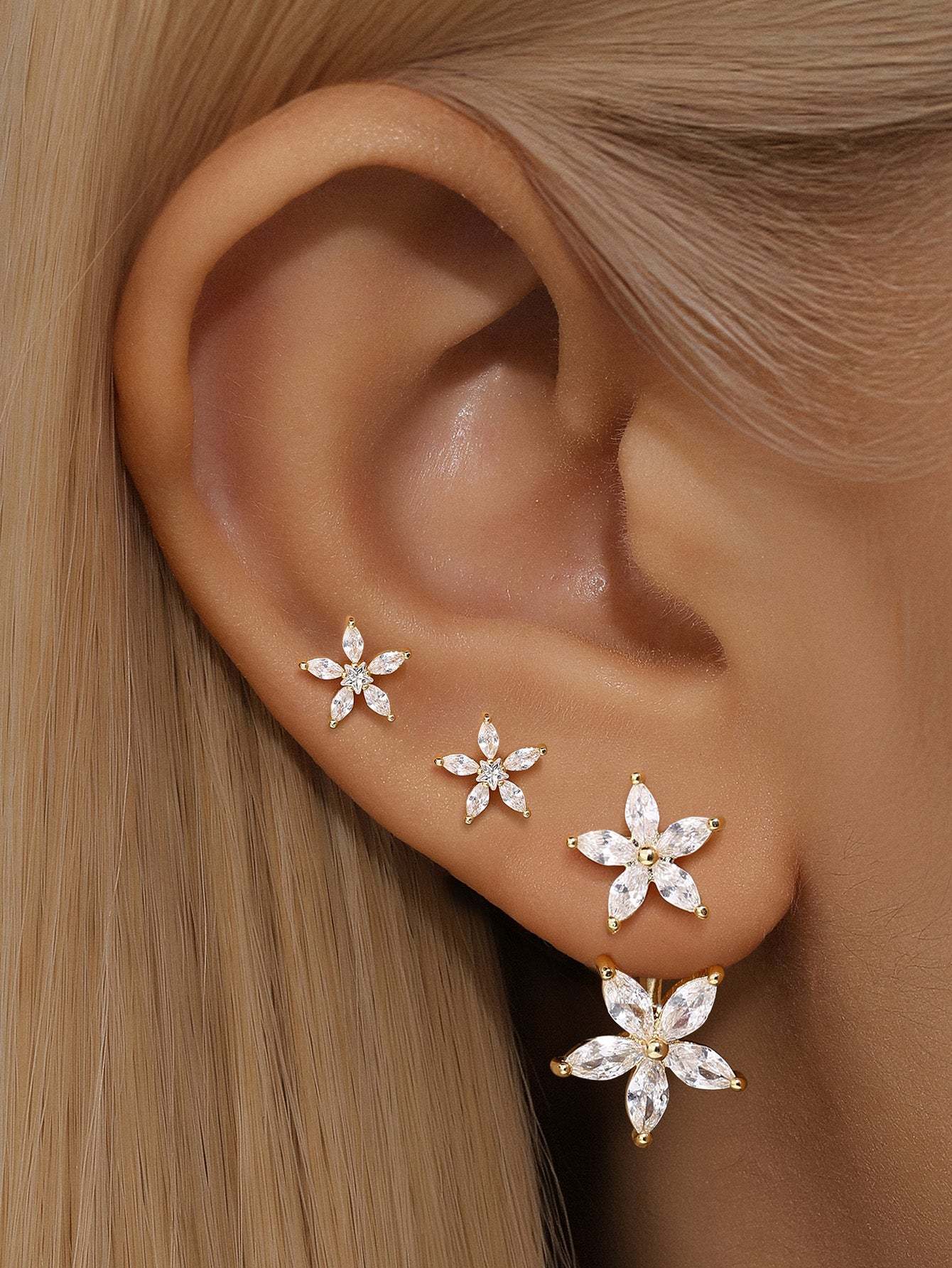 Spliced Flower Double Wear Earrings-Olarajewelry