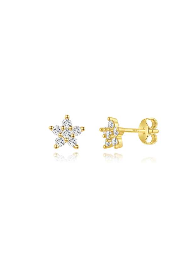 Olara Flower Zircon Hoop Earrings-Olarajewelry