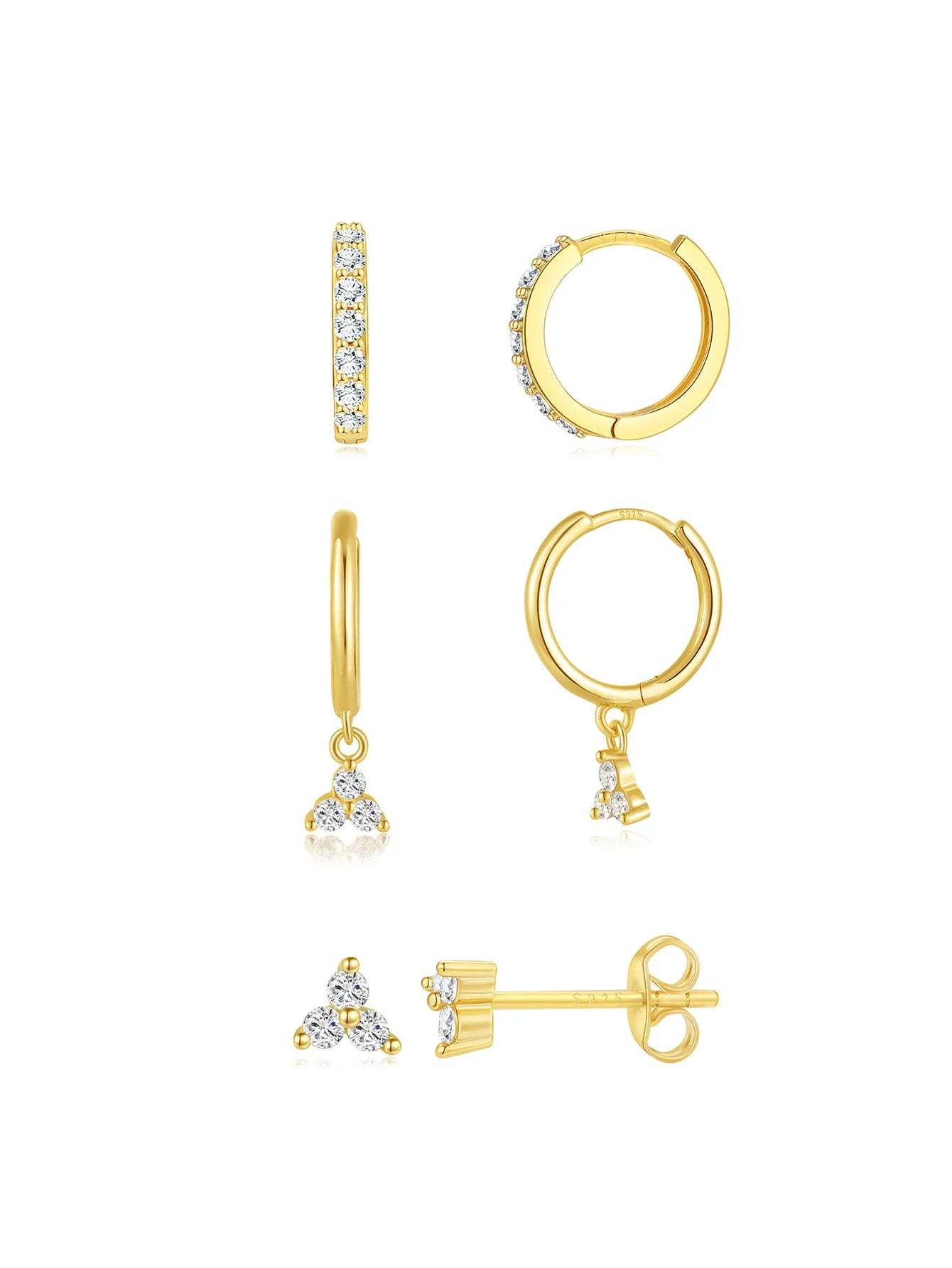 Olara Three Petal Flower Zircon Pendant Earrings-Olarajewelry