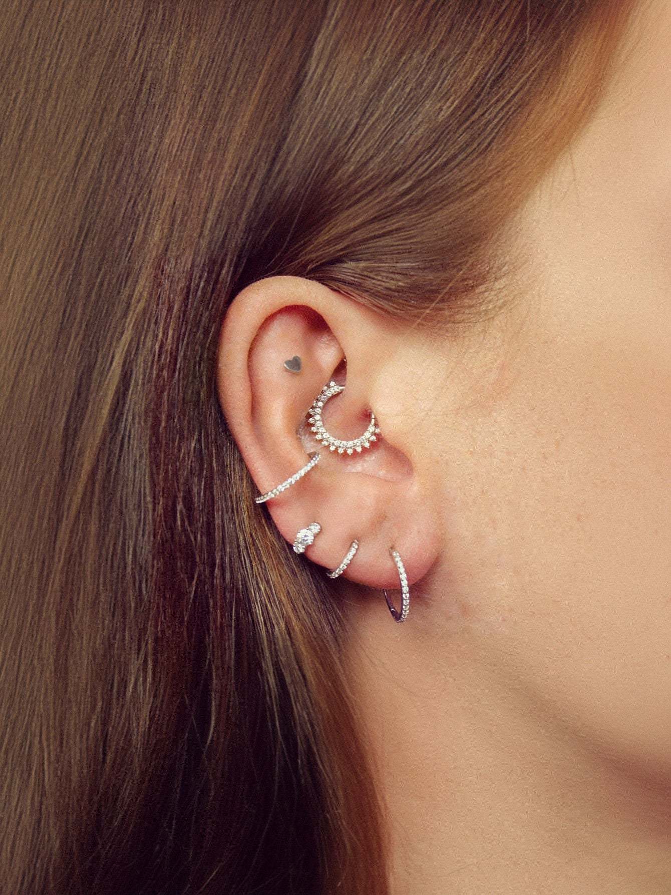 S925 Minimalist Zircon Daith Earring-Olarajewelry