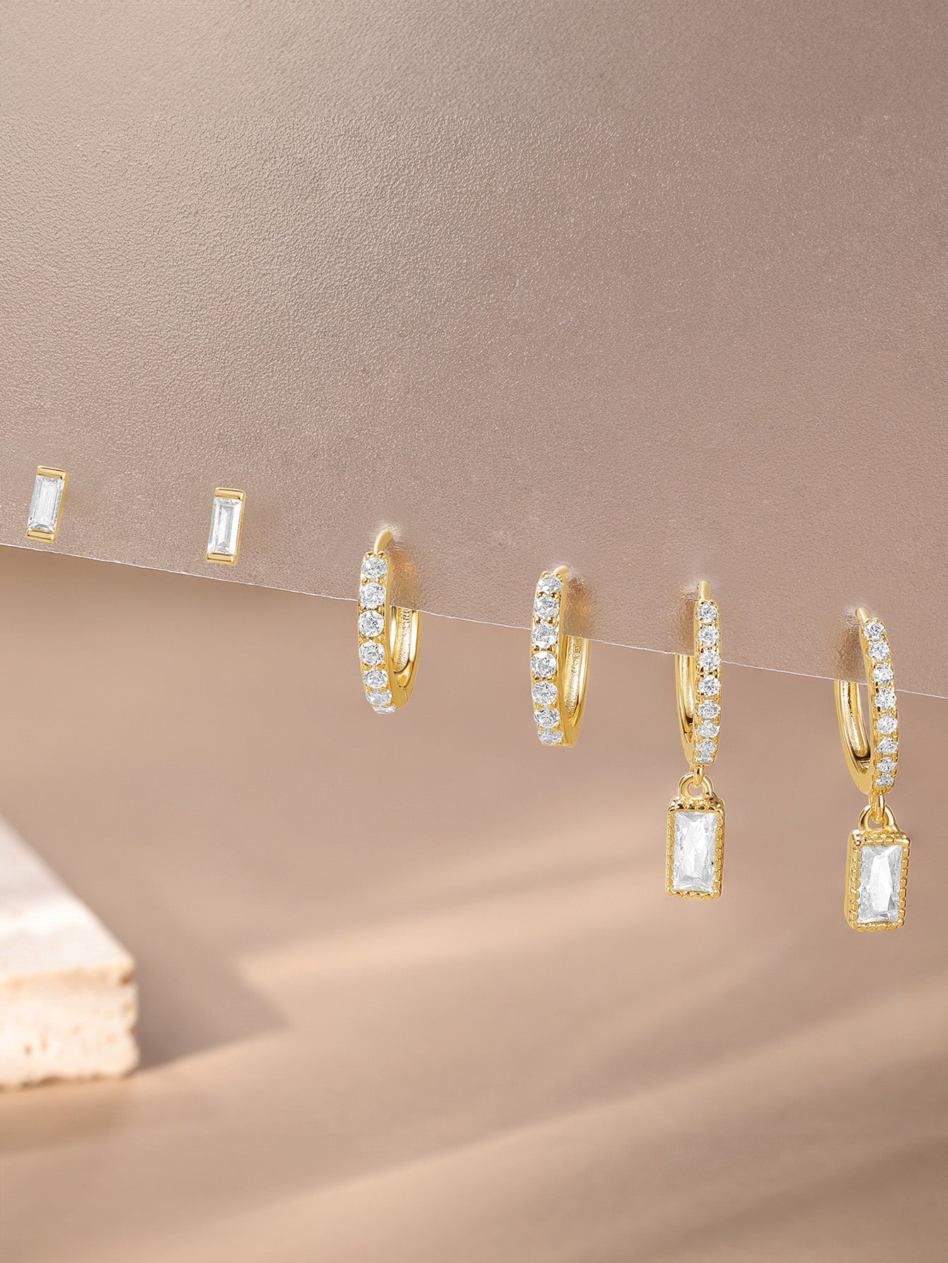 Olara Pave Sugar Cube Earring Set-Olarajewelry