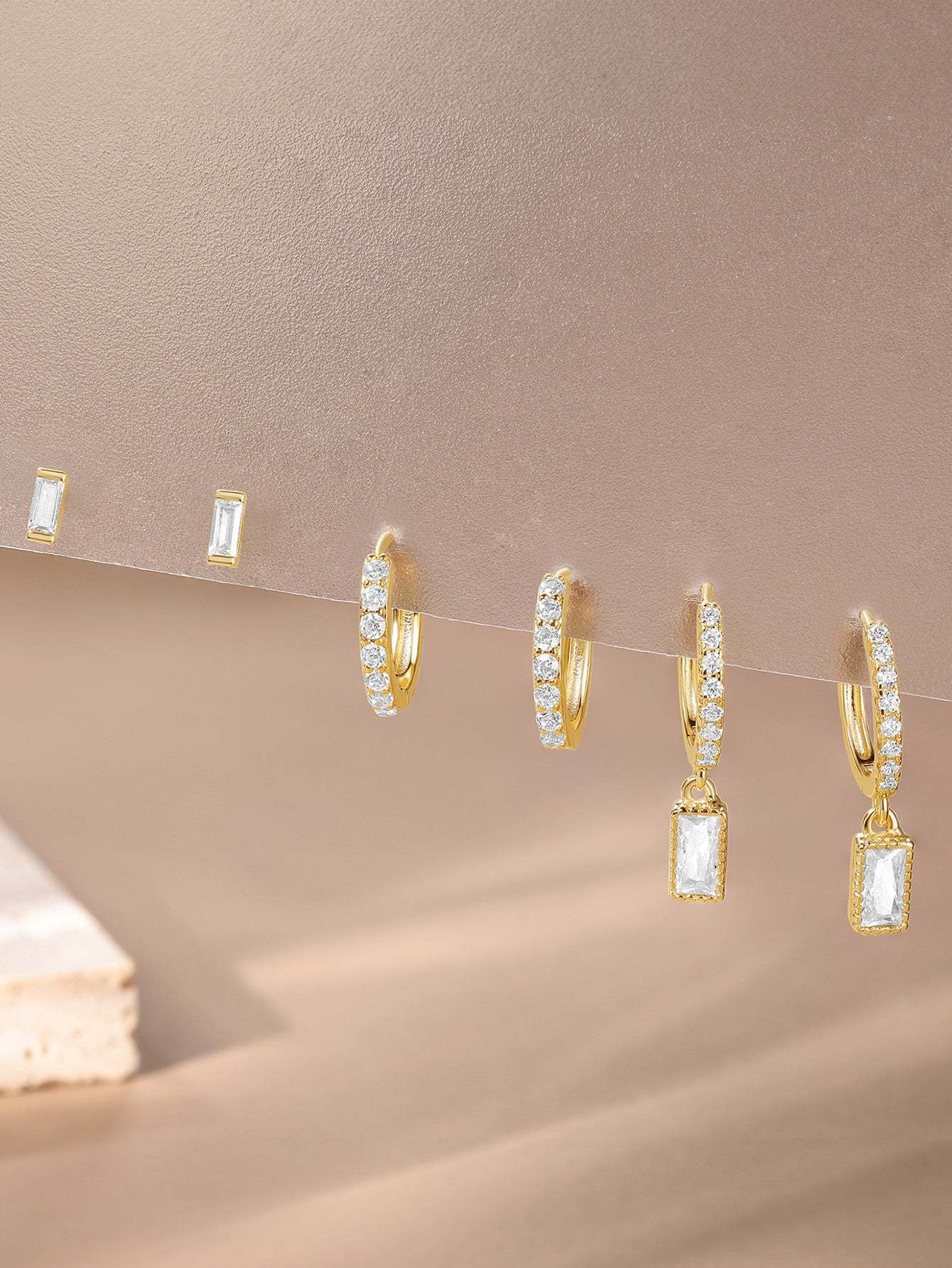 Olara Pave Sugar Cube Earring Set-Olarajewelry
