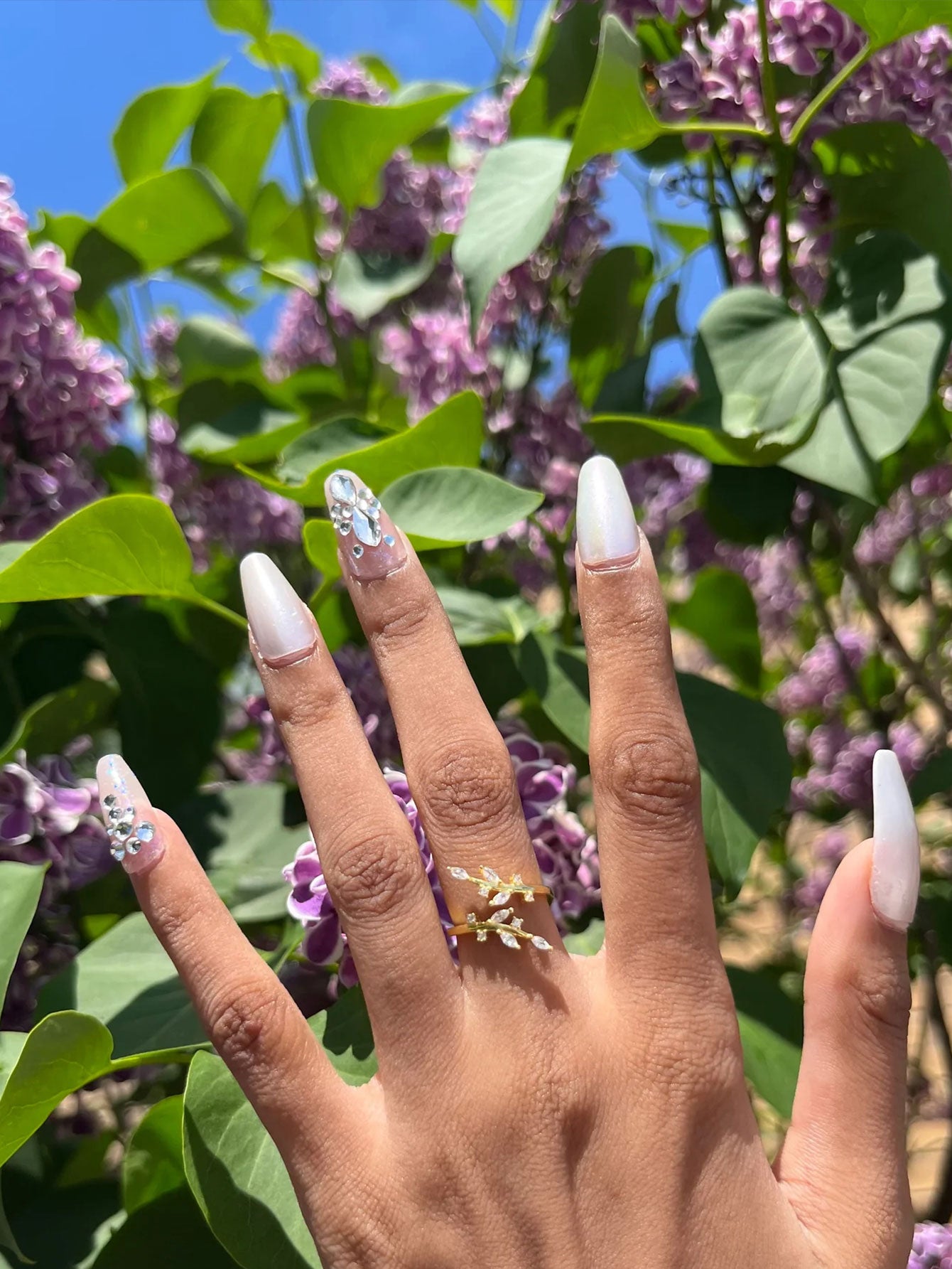 S925 Leaves Zircon Elegant Wedding Open Ring-Olarajewelry