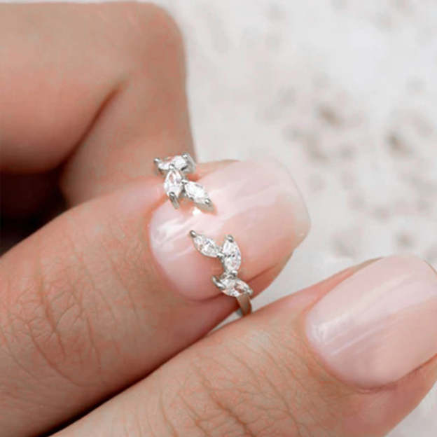S925 Marquise zircon adjustable ring-Olarajewelry