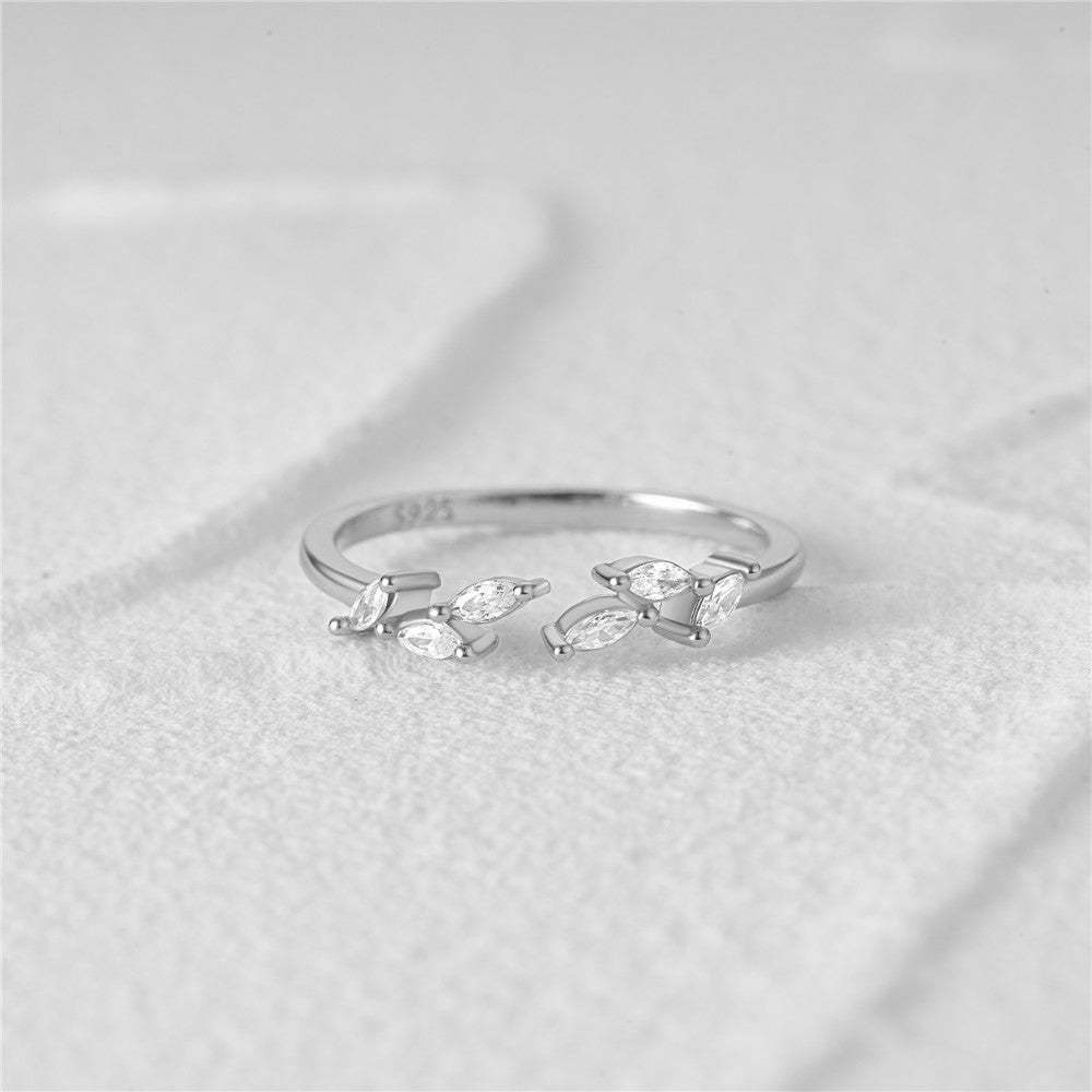 S925 Marquise zircon adjustable ring-Olarajewelry