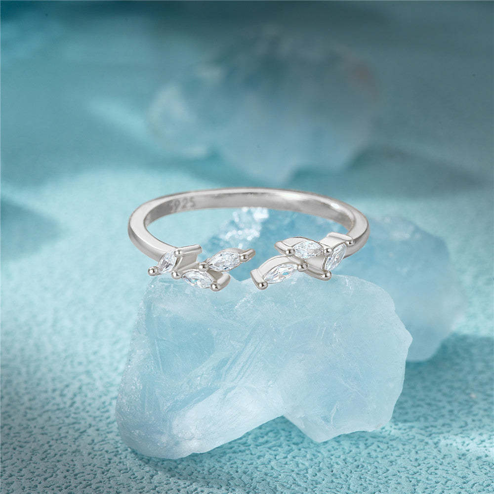 S925 Marquise zircon adjustable ring-Olarajewelry
