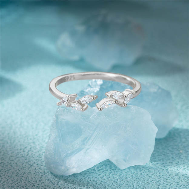 S925 Marquise zircon adjustable ring-Olarajewelry