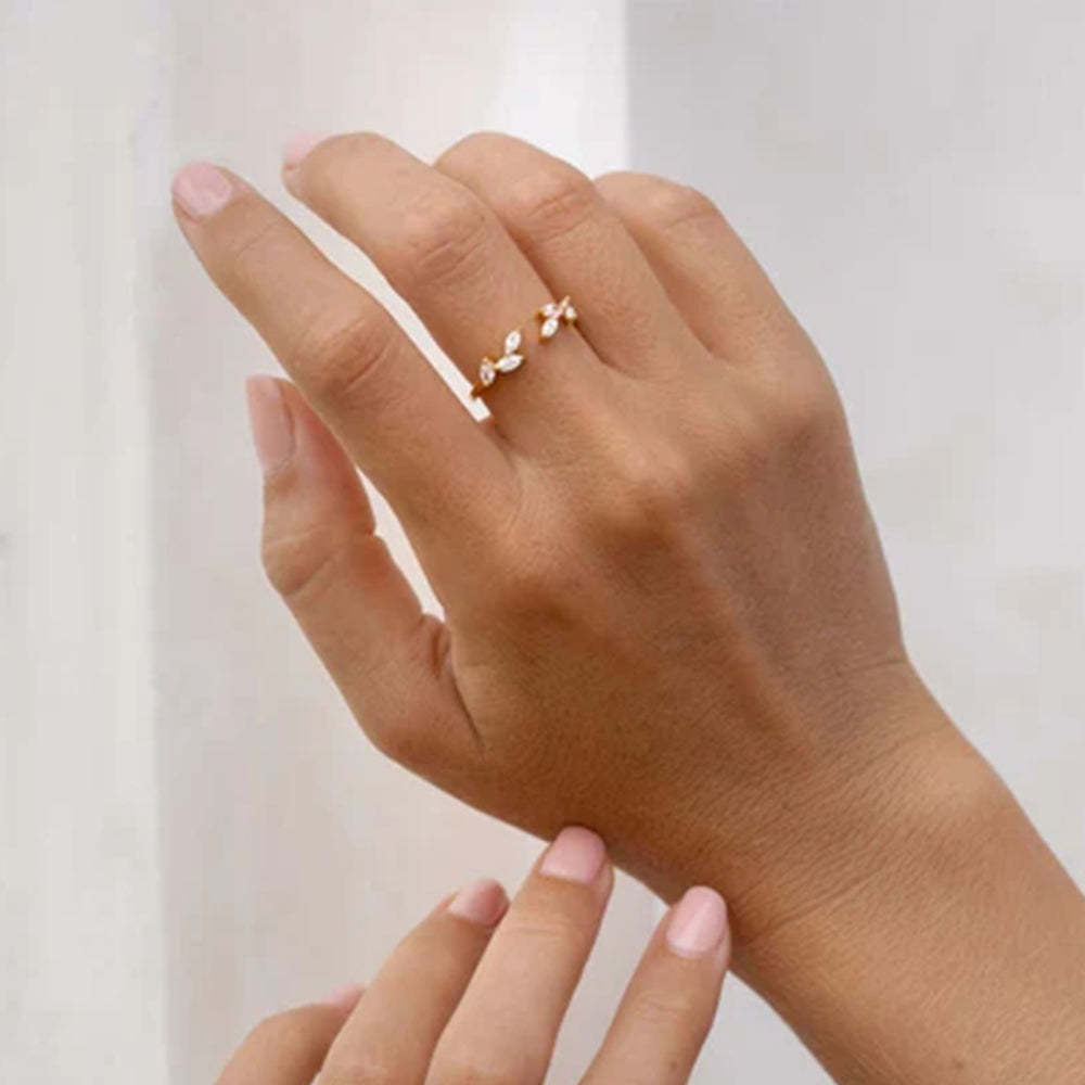 S925 Marquise zircon adjustable ring-Olarajewelry
