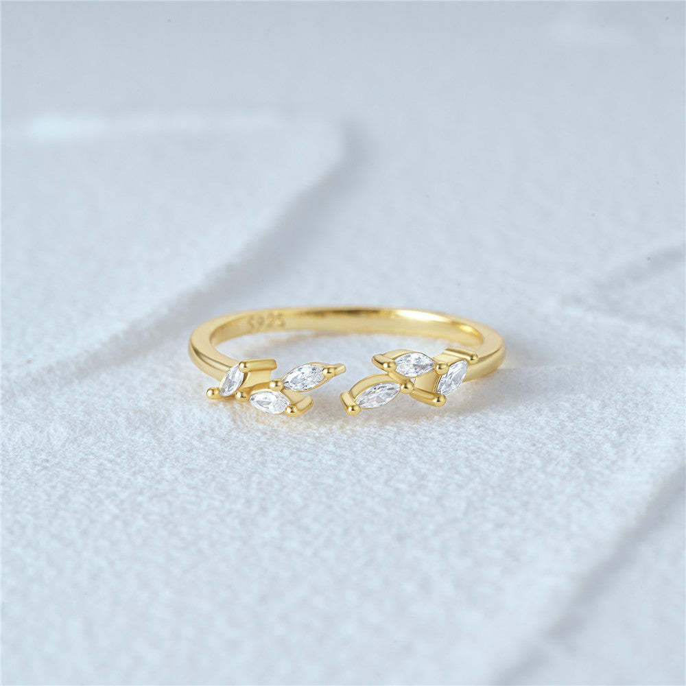 S925 Marquise zircon adjustable ring-Olarajewelry