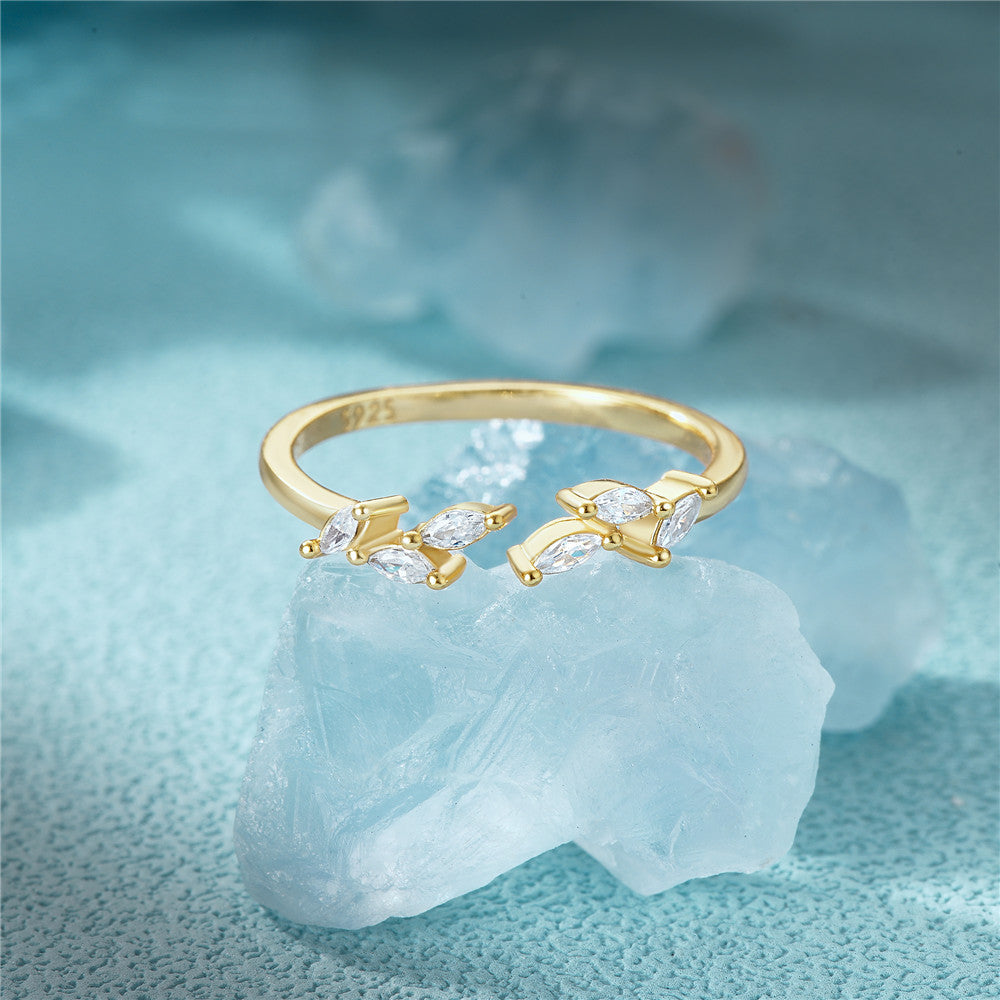 S925 Marquise zircon adjustable ring-Olarajewelry