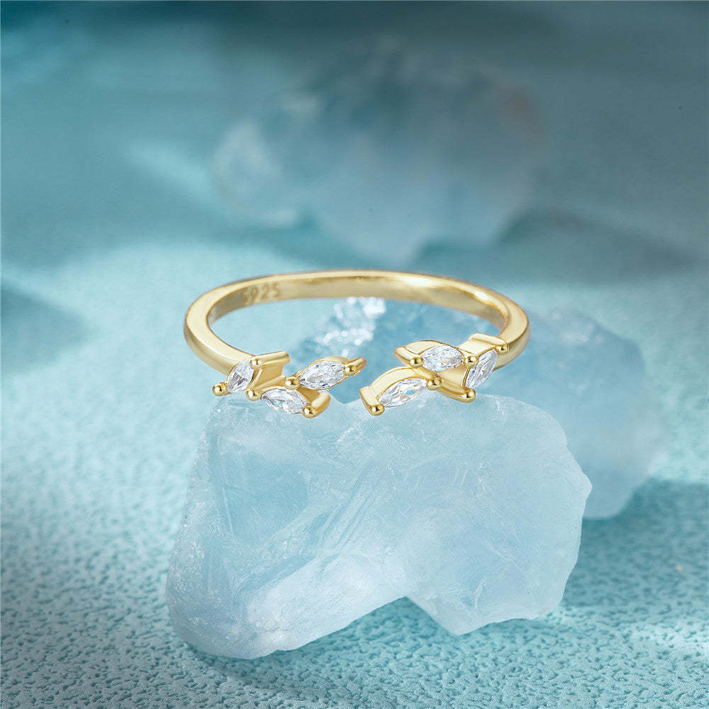 S925 Marquise zircon adjustable ring-Olarajewelry